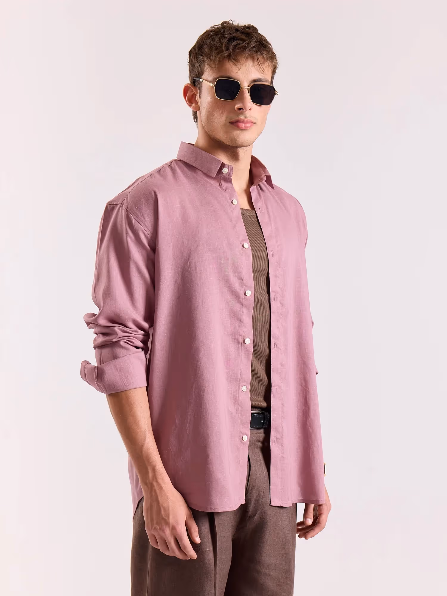 Dusty Rose Linen-blend Shirt image 5