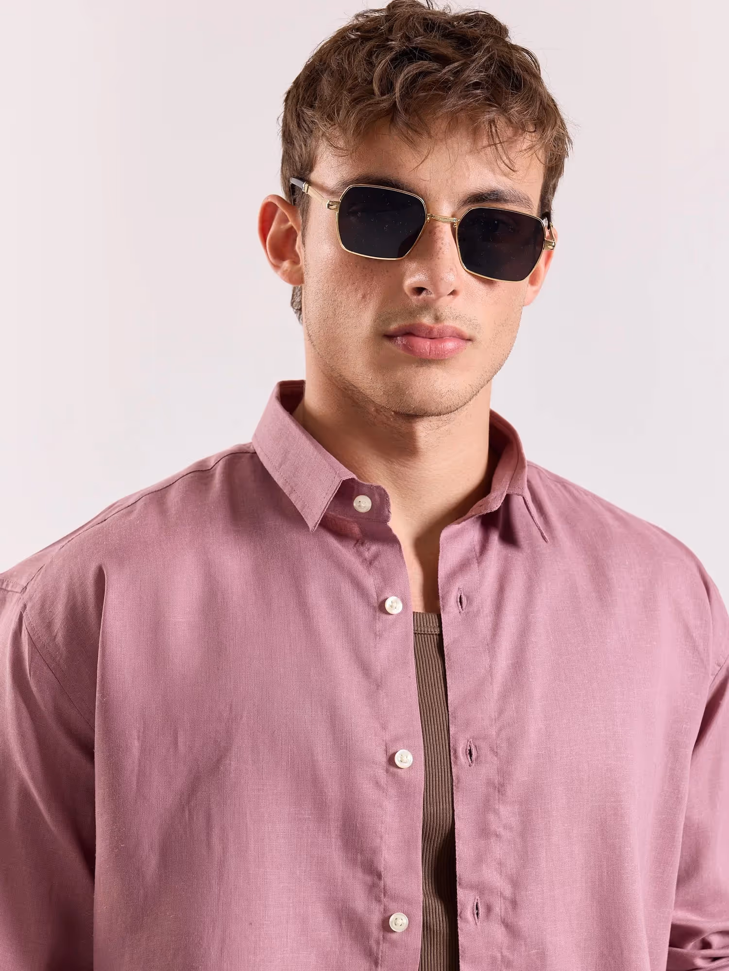 Dusty Rose Linen-blend Shirt image 6