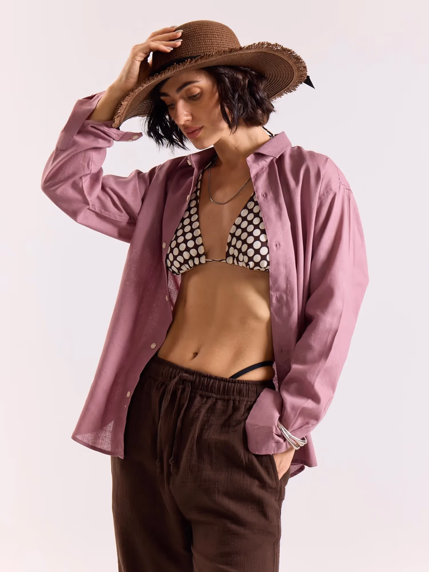 Dusty Rose Linen-blend Shirt image 7