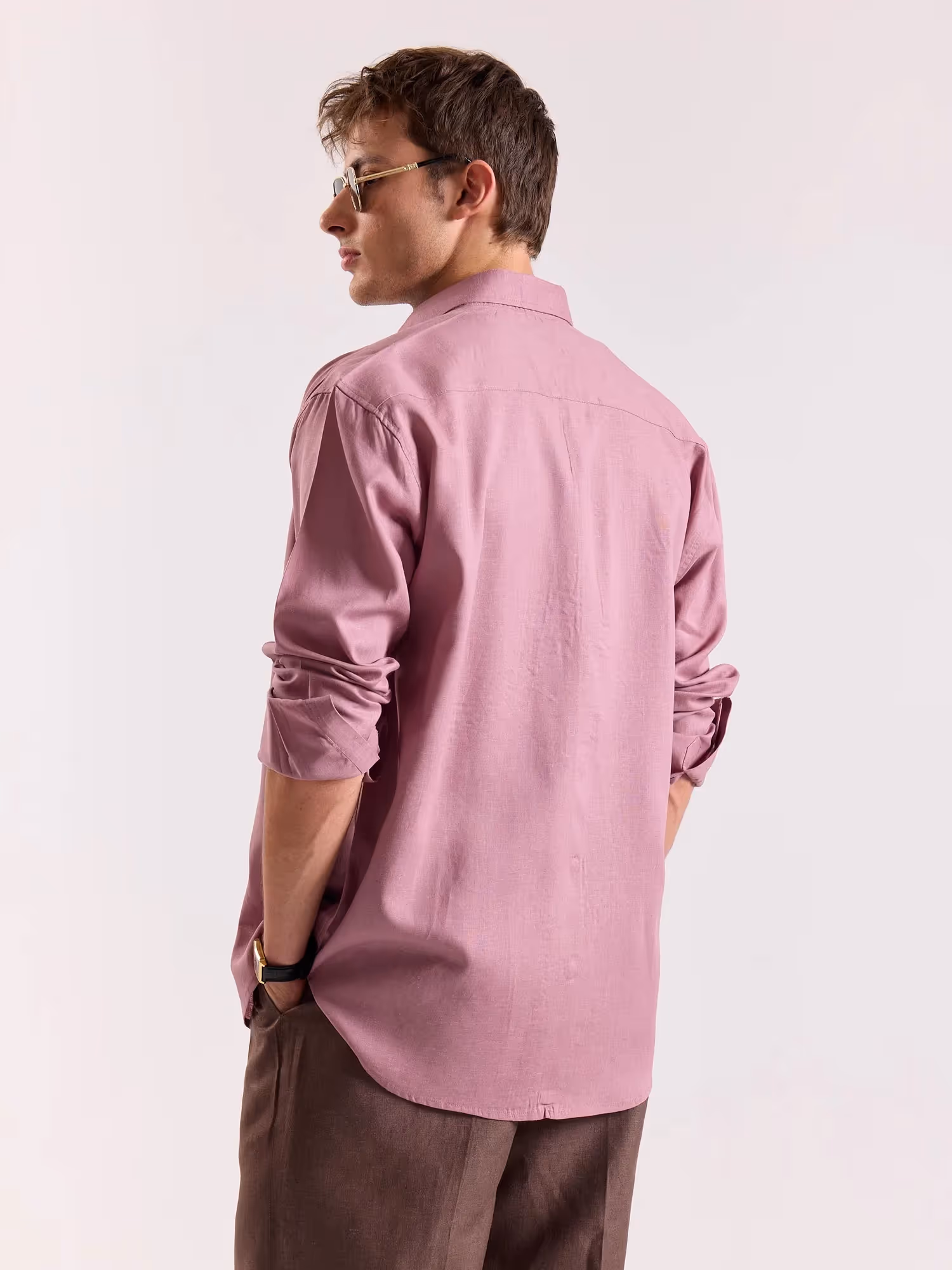 Dusty Rose Linen-blend Shirt image 8
