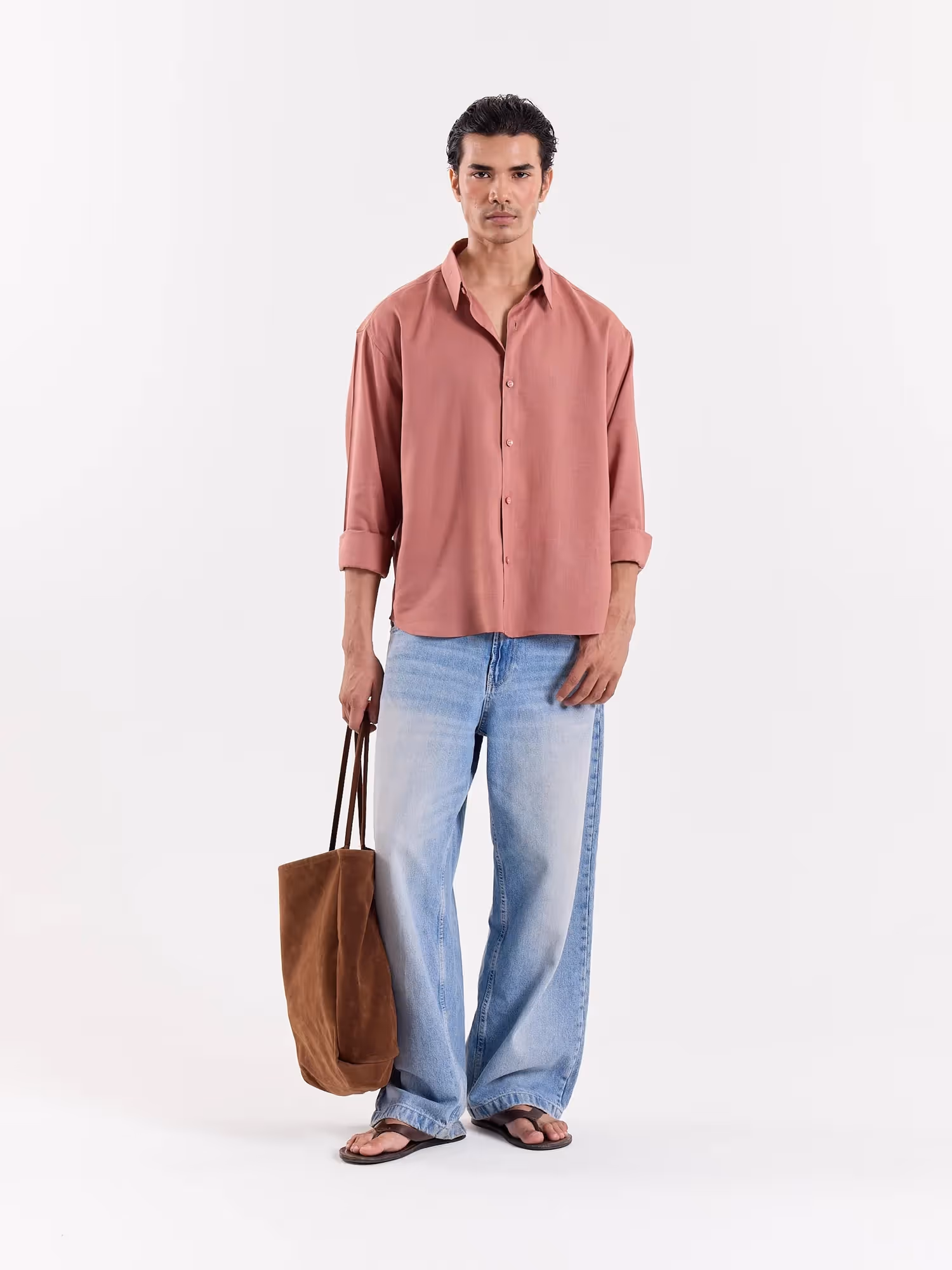 Dusty Rose Linen Cropped Shirt  image 1