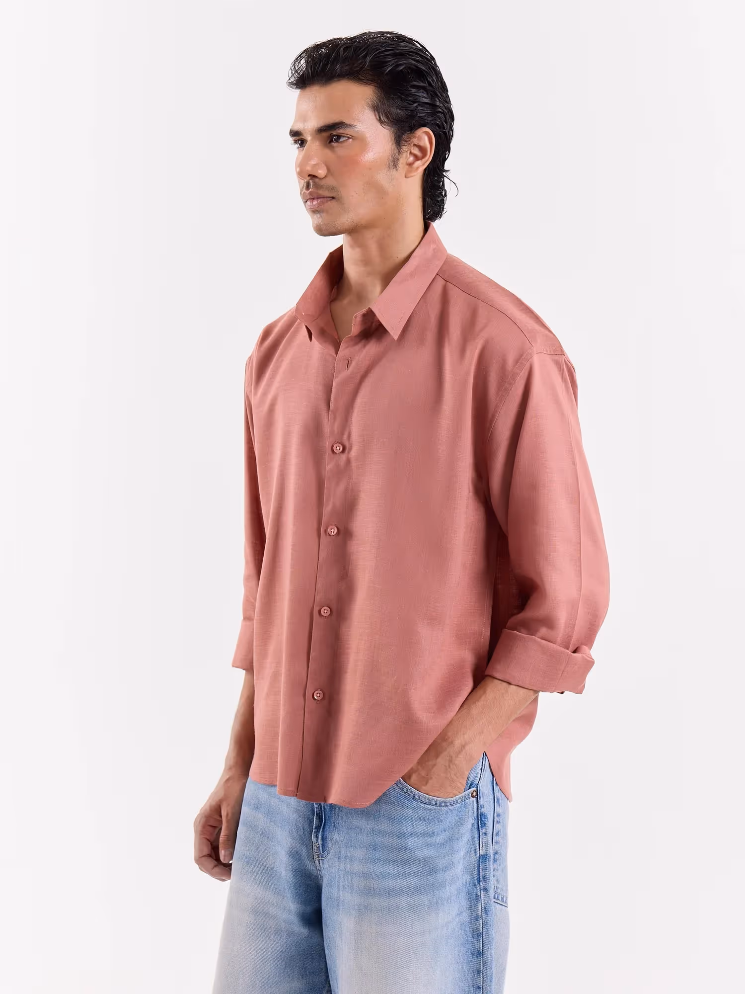 Dusty Rose Linen Cropped Shirt  image 3
