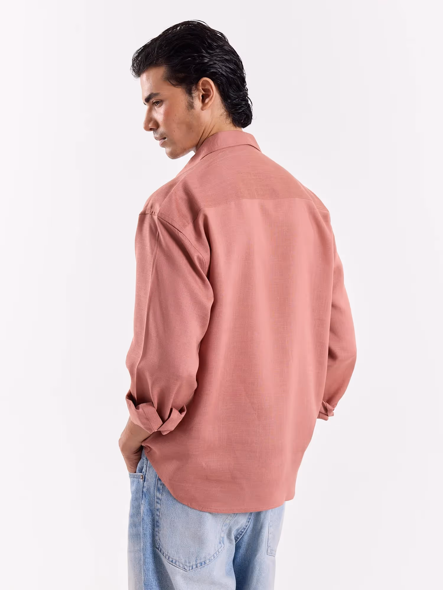 Dusty Rose Linen Cropped Shirt  image 5