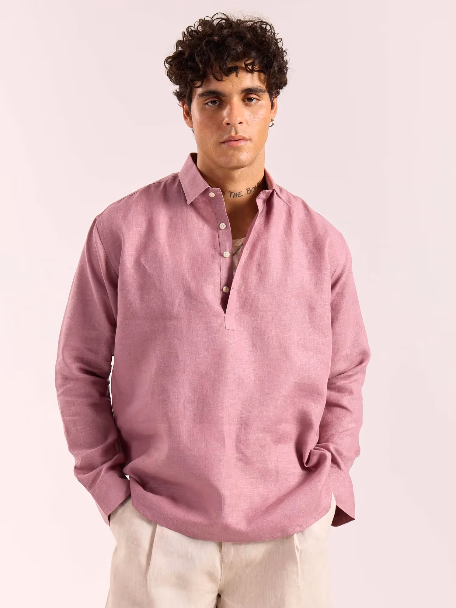 Dusty Rose Linen Pullover  image 3
