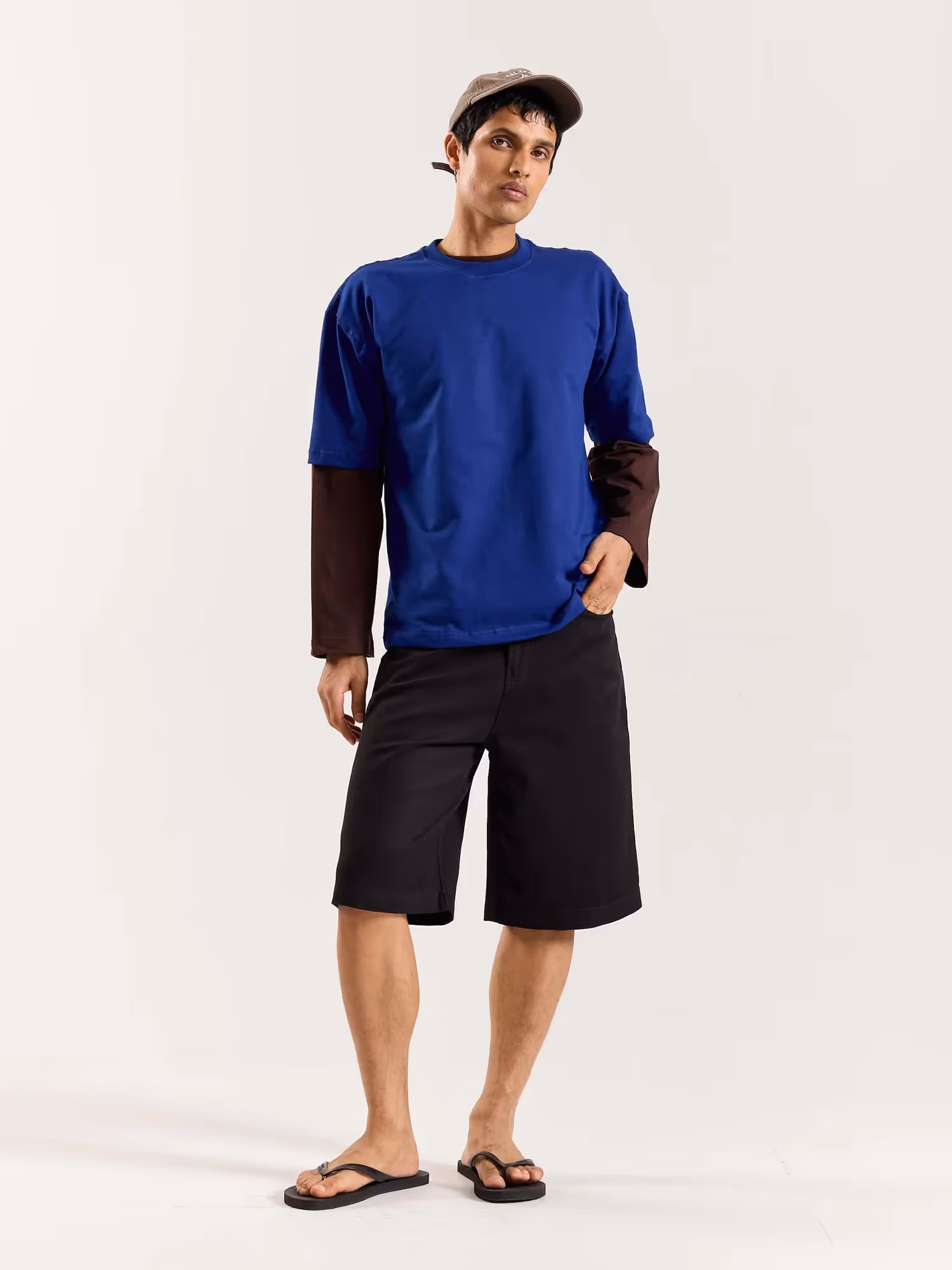 Electric Blue Loose Fit Cropped T-Shirt image 1