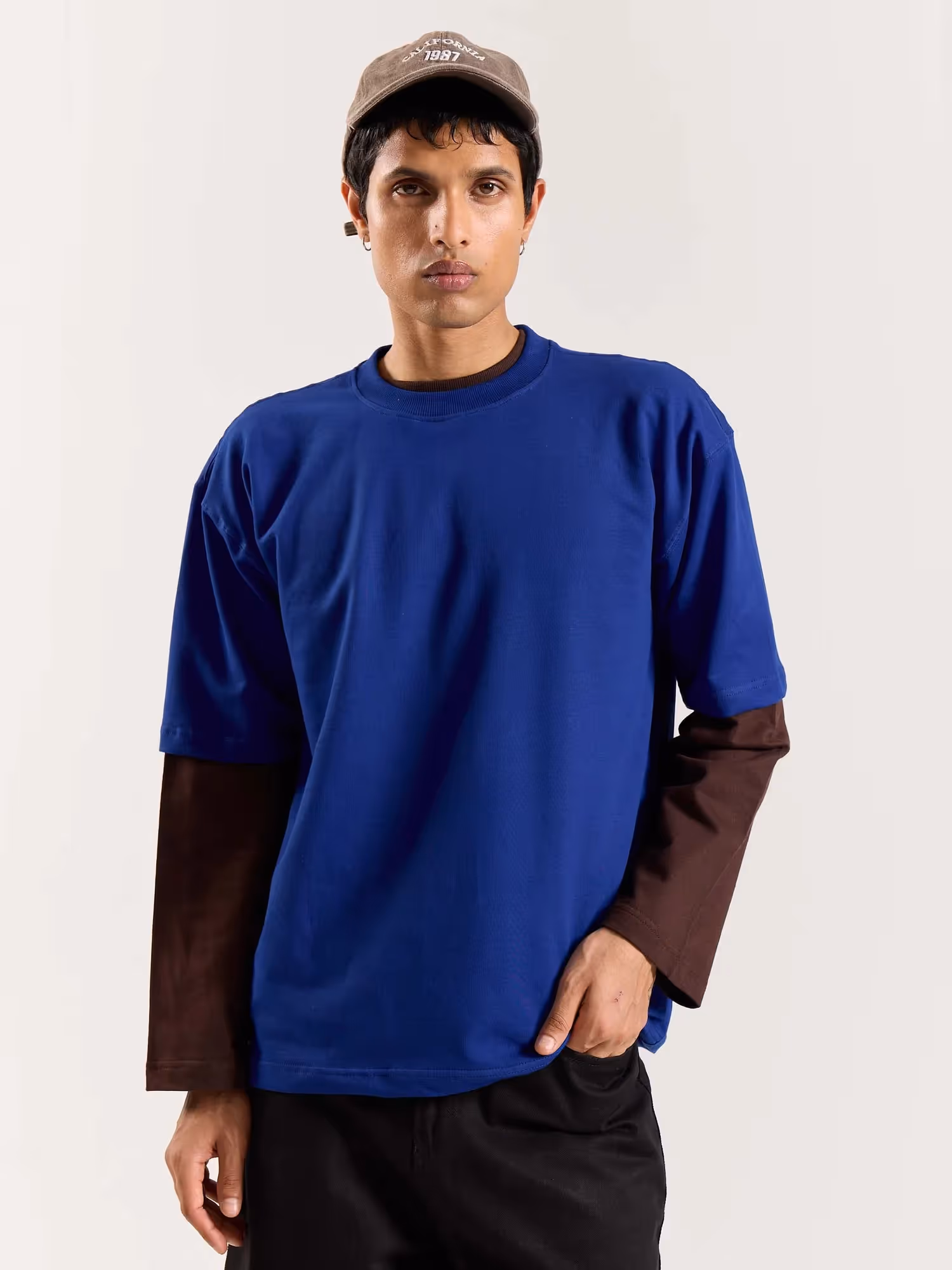 Electric Blue Loose Fit Cropped T-Shirt image 4