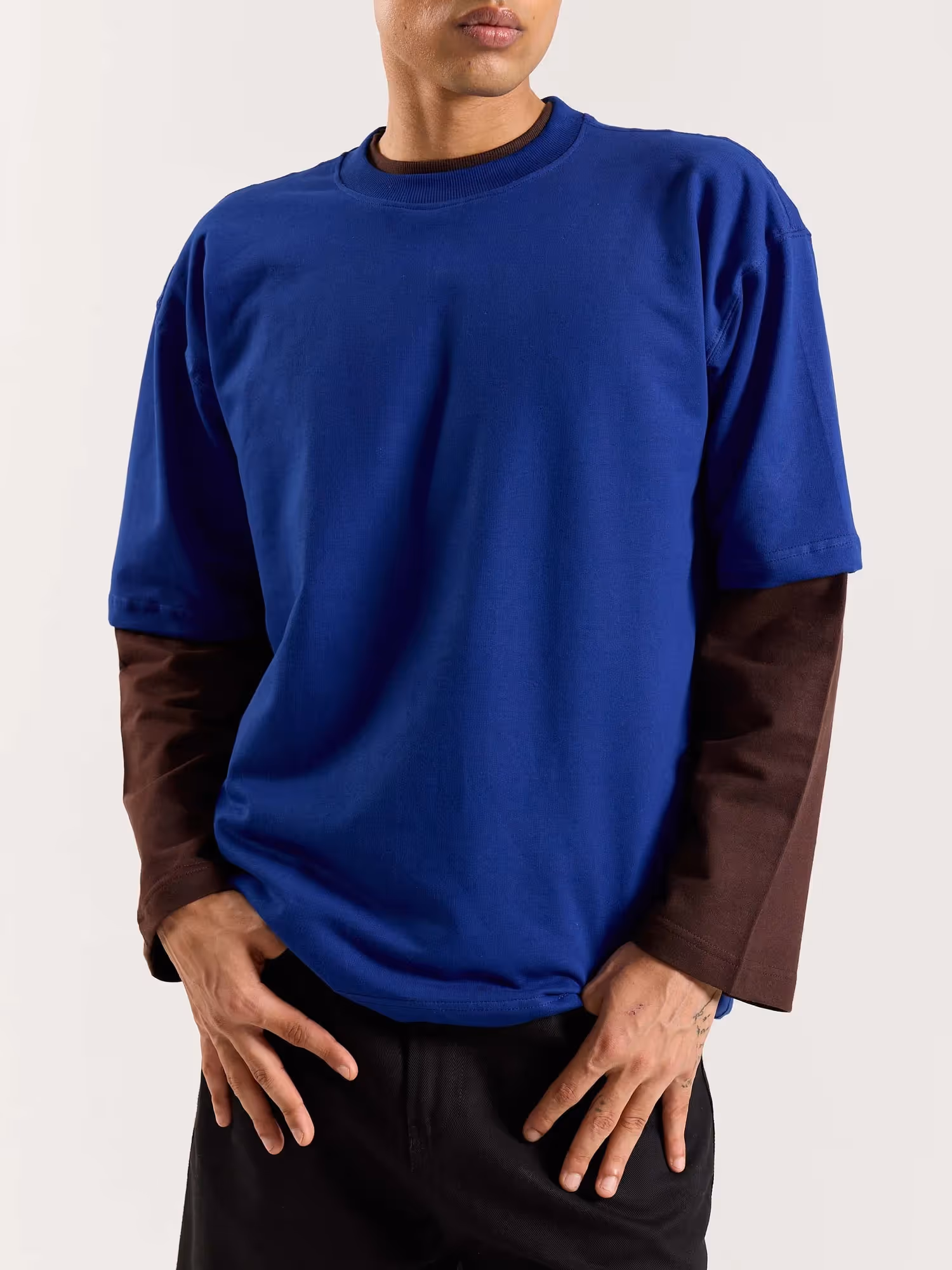 Electric Blue Loose Fit Cropped T-Shirt image 6