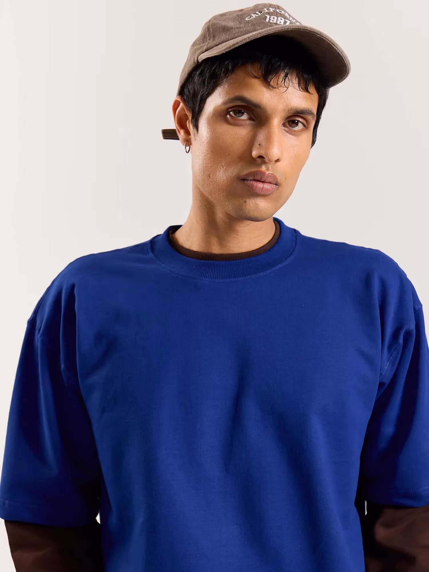Electric Blue Loose Fit Cropped T-Shirt image 8