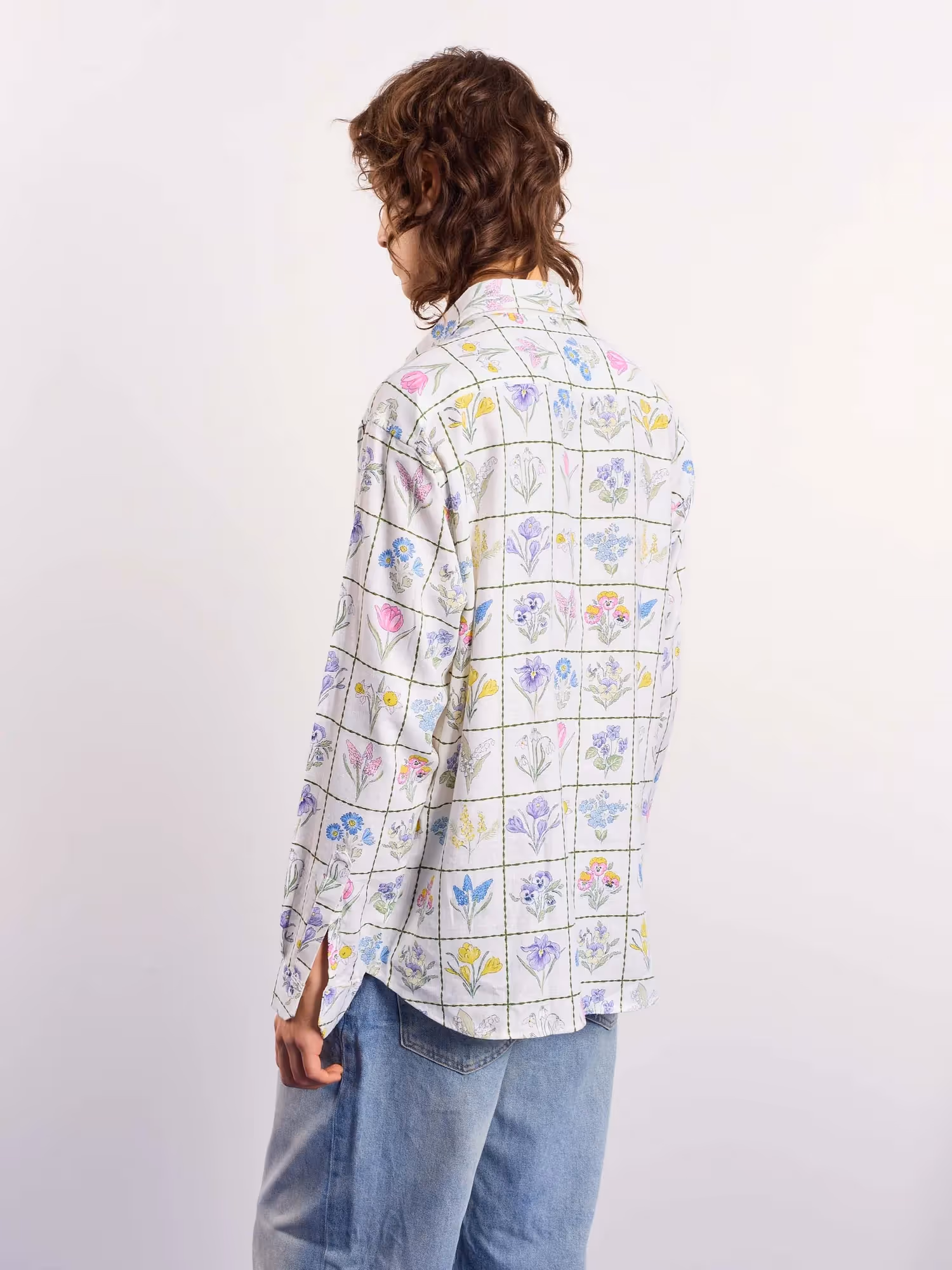 Floral Checkered Printed Linen Pullover  image 8