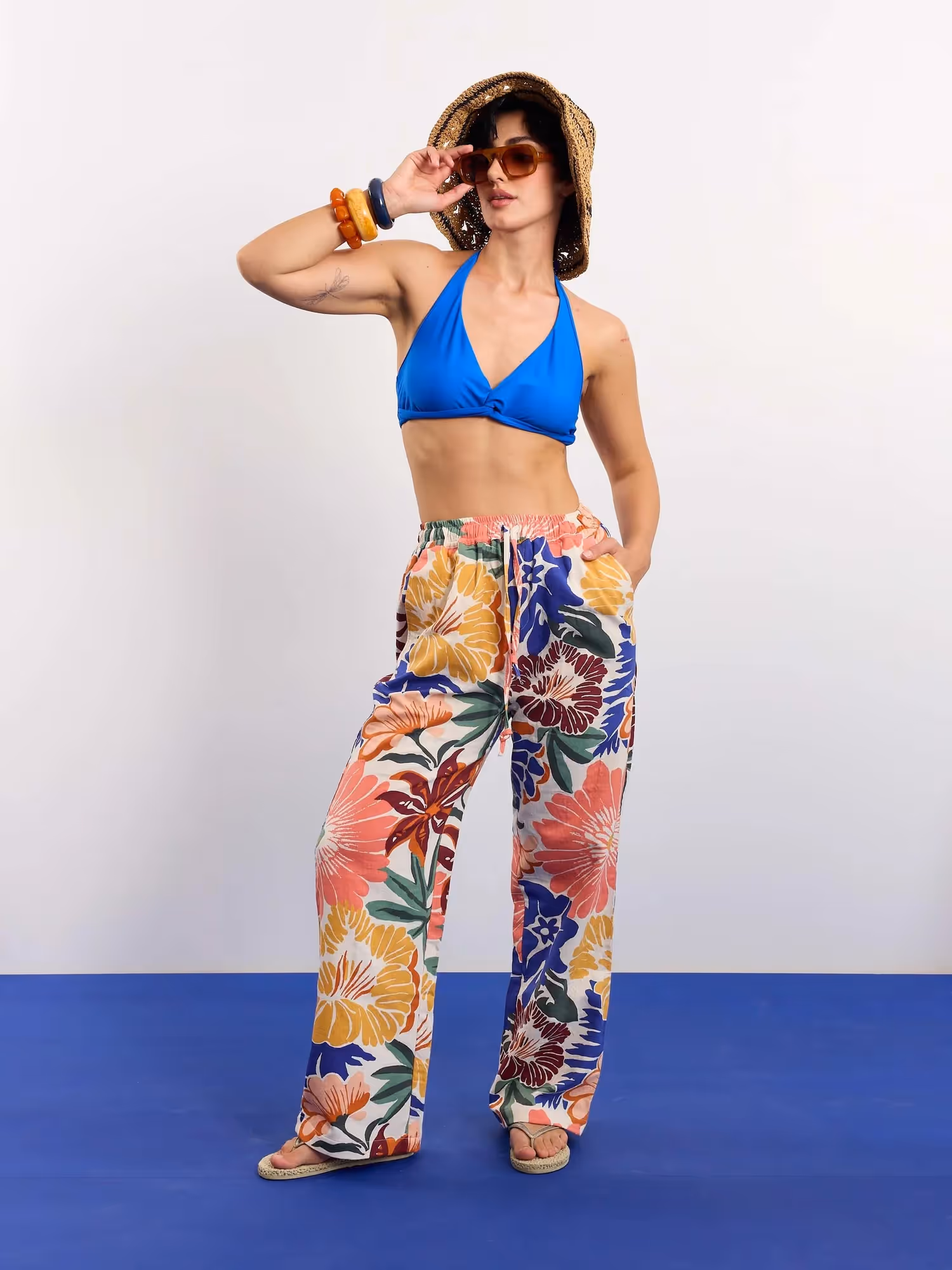 Floral Print Gauze Pull-on Pants image 2