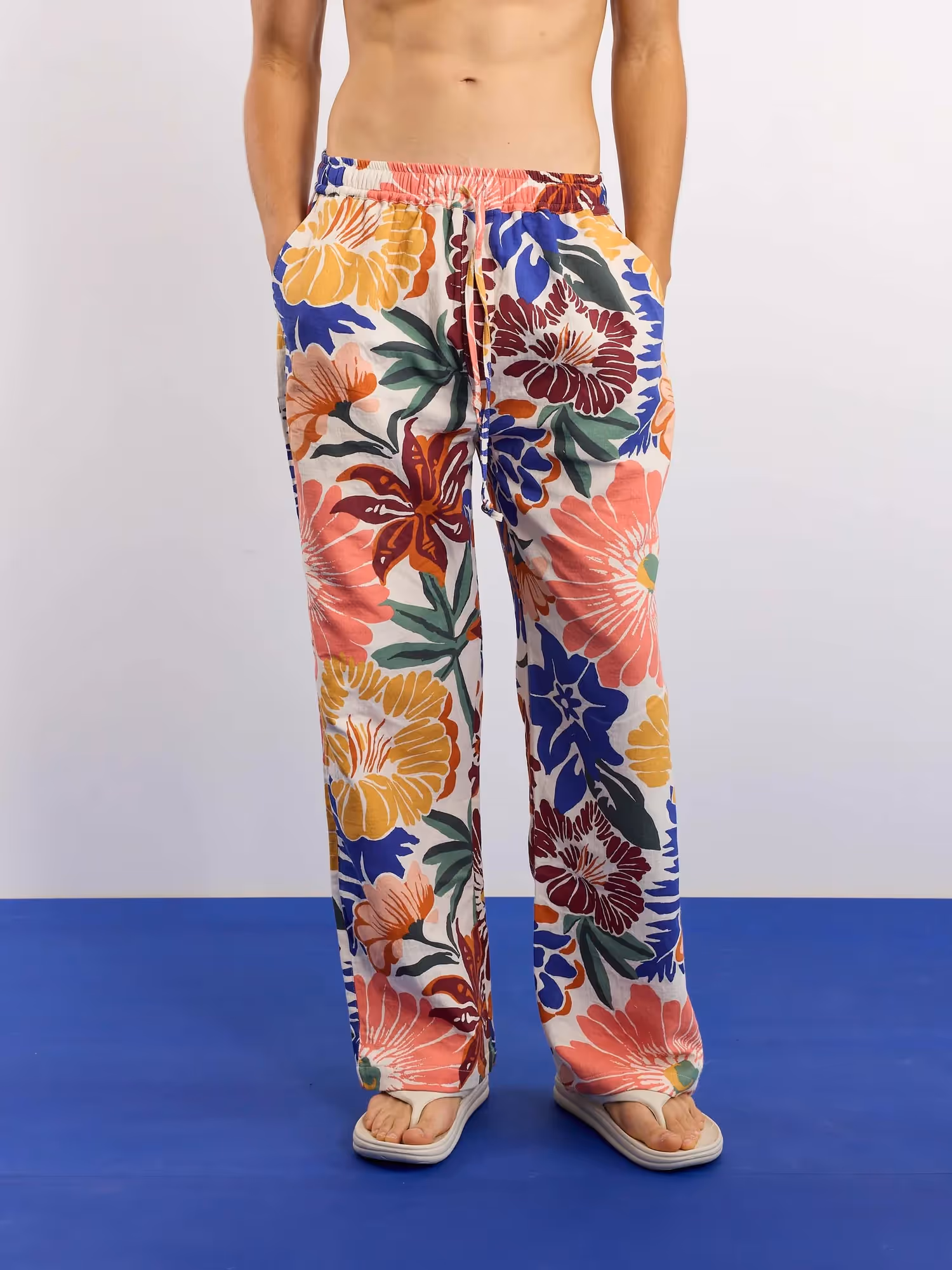 Floral Print Gauze Pull-on Pants image 3