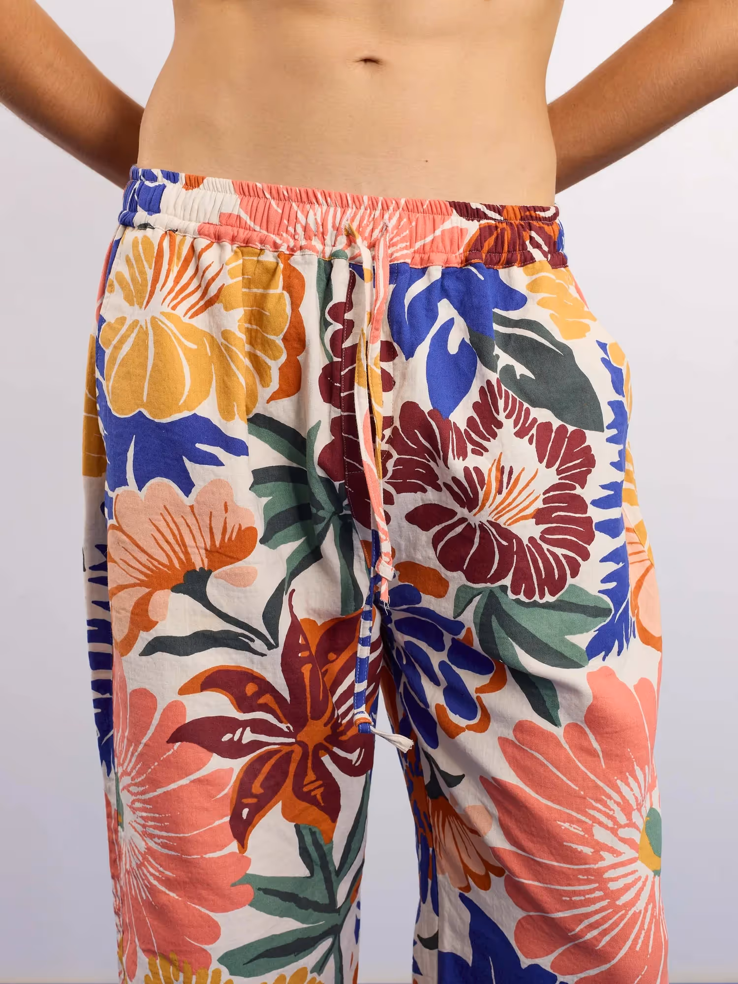 Floral Print Gauze Pull-on Pants image 5