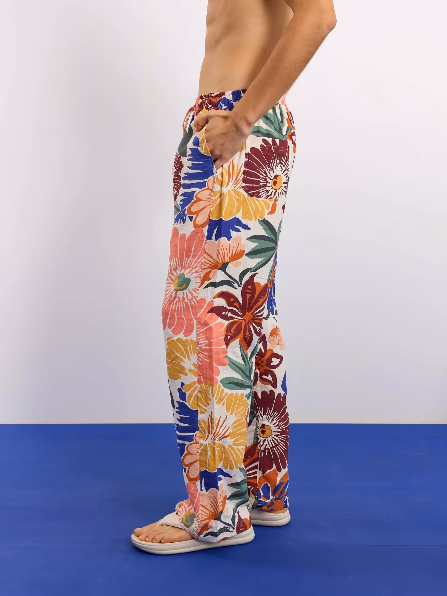 Floral Print Gauze Pull-on Pants image 7
