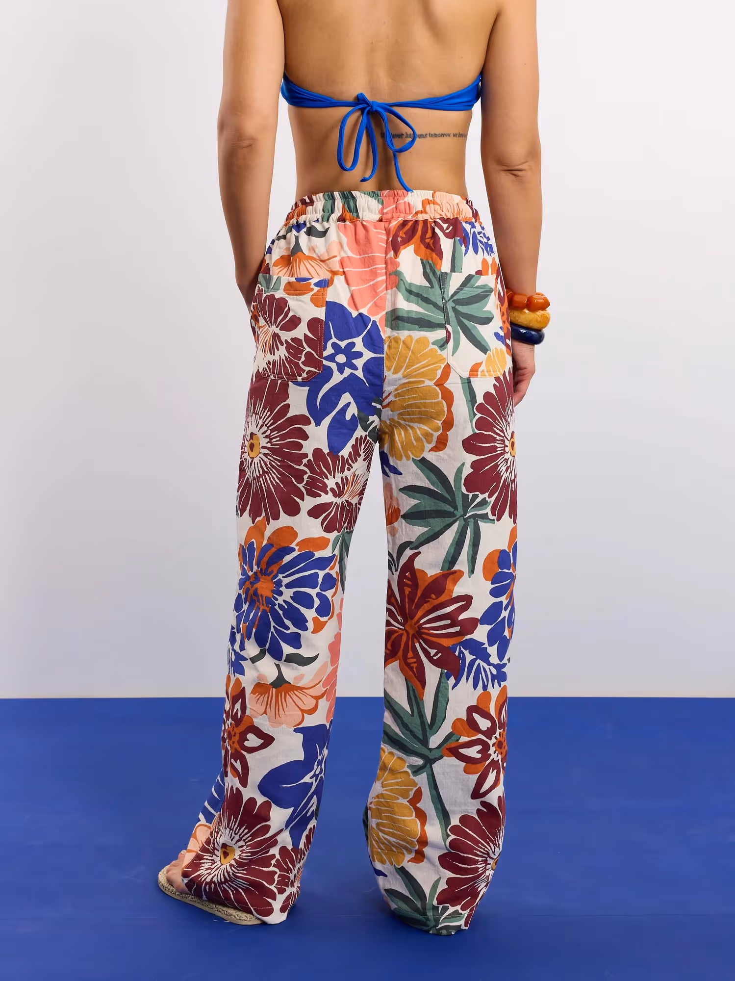 Floral Print Gauze Pull-on Pants image 8
