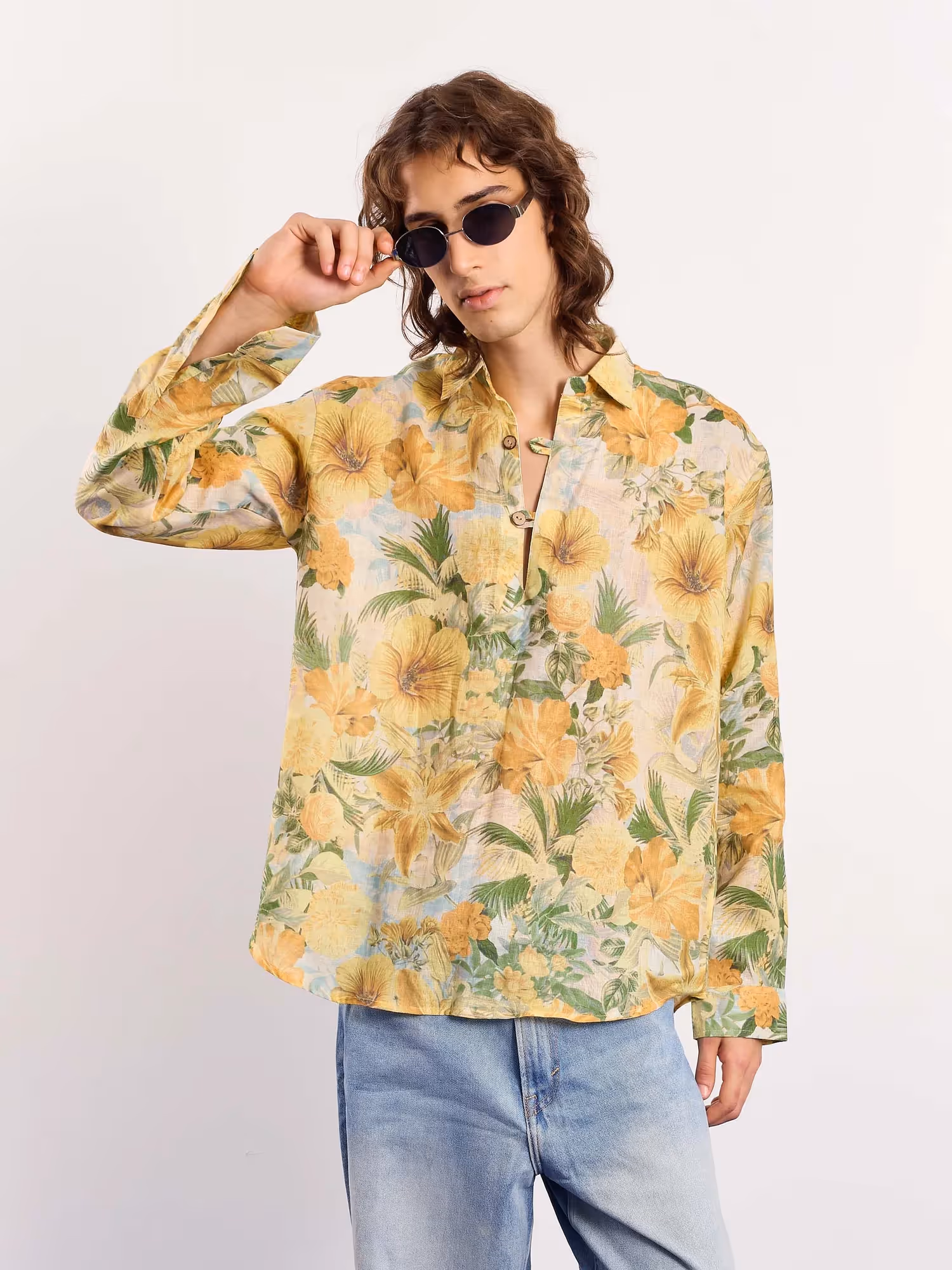 Floral Printed Linen Pullover  image 3