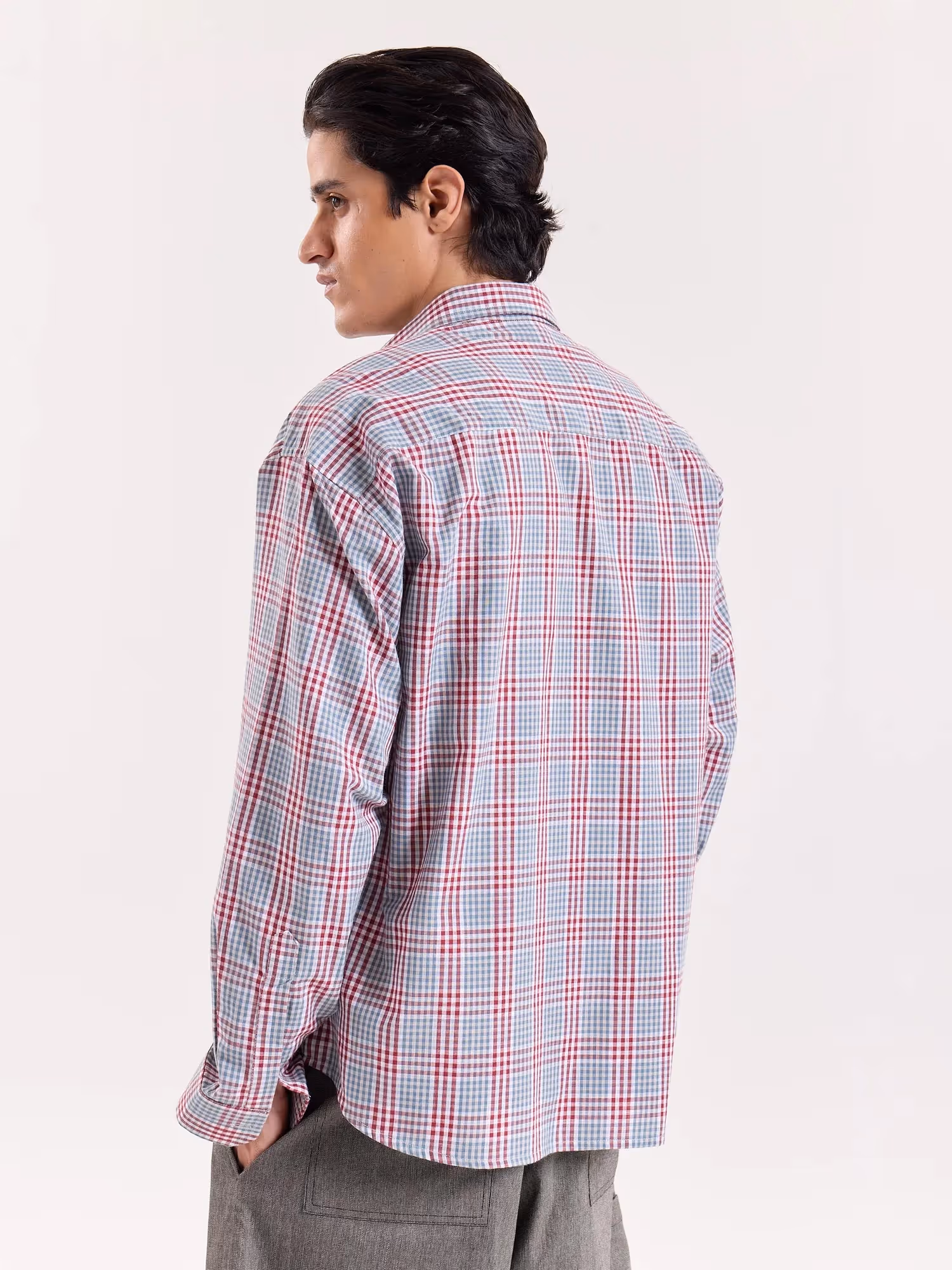 Green & Burgundy Glen Checks Cropped Shirt image 5