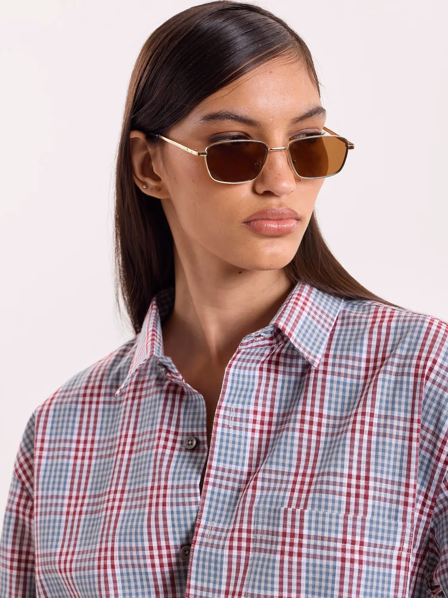 Green & Burgundy Glen Checks Cropped Shirt image 6