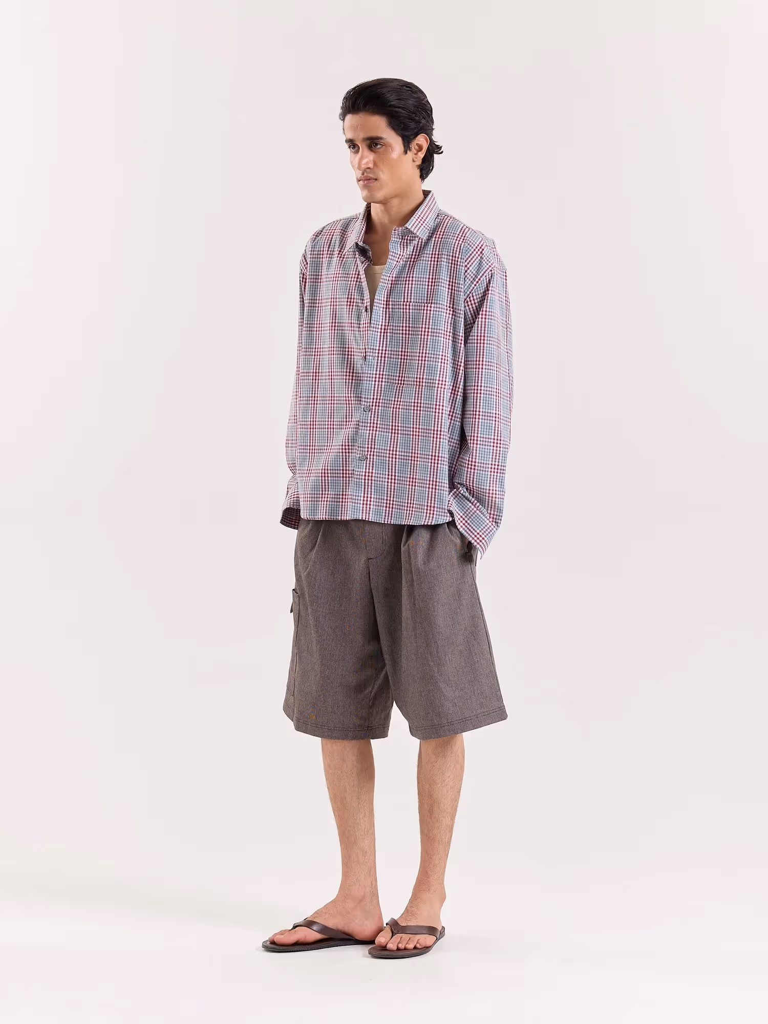 Green & Burgundy Glen Checks Cropped Shirt image 7