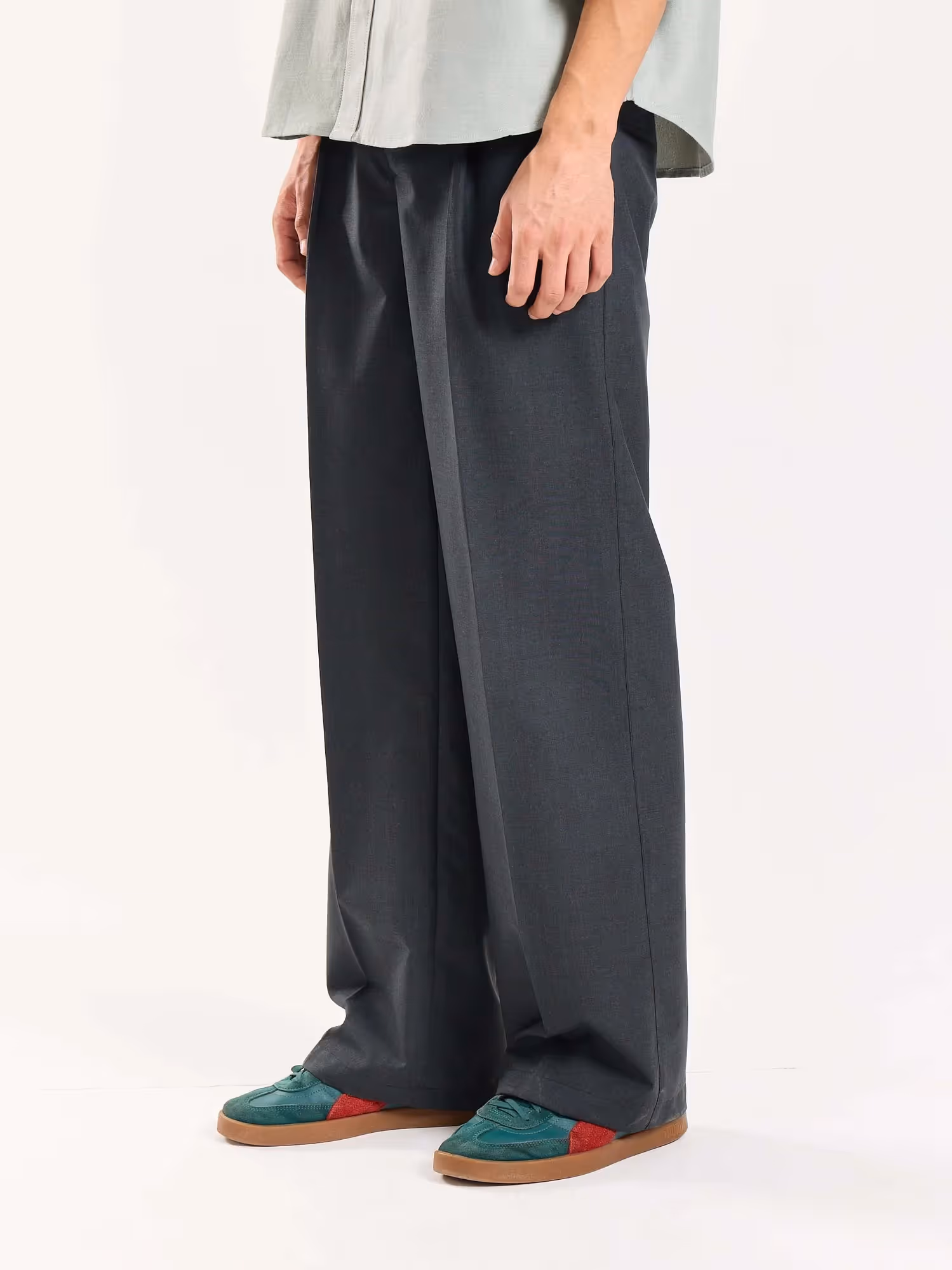 Green & Grey Checked Baggy Fit Trousers image 5