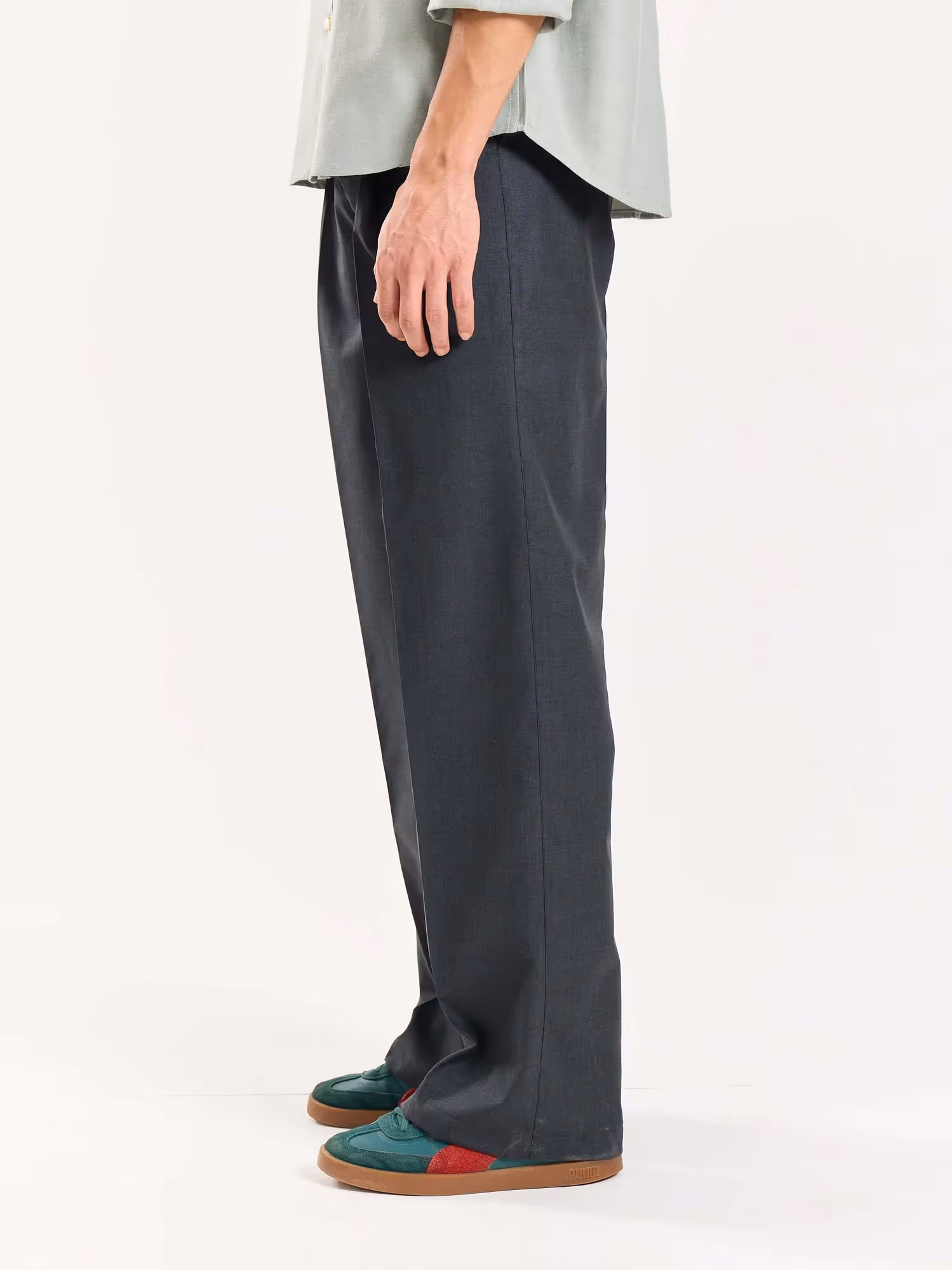 Green & Grey Checked Baggy Fit Trousers image 6