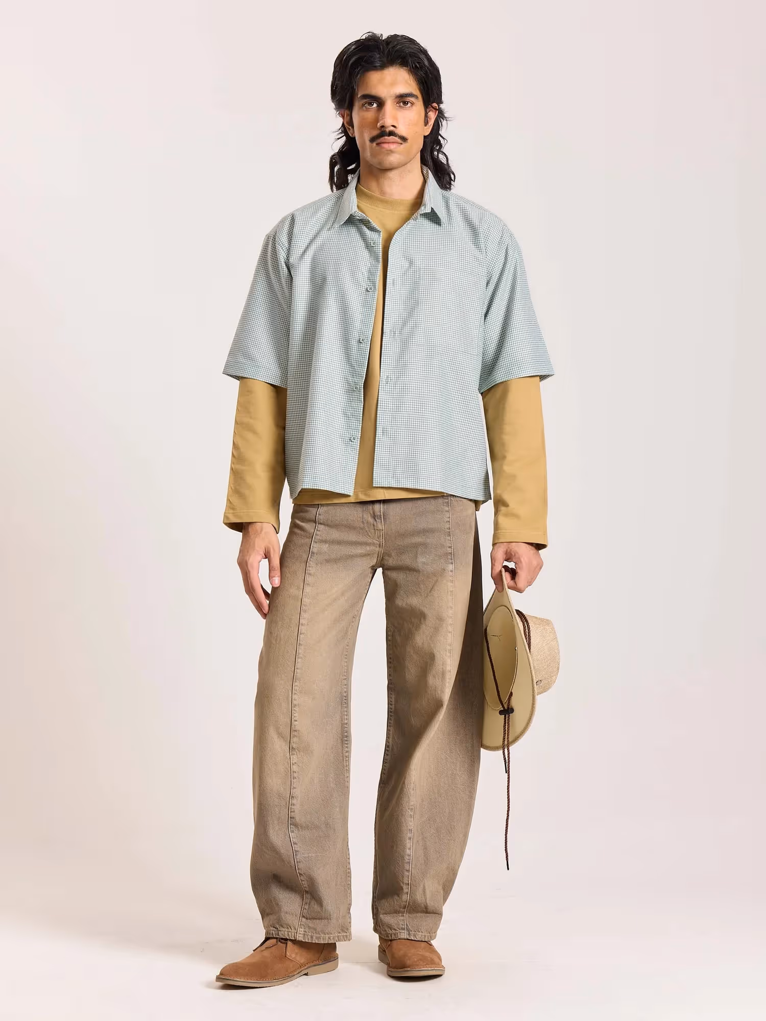 Green Checkered Cropped Shirt image 1