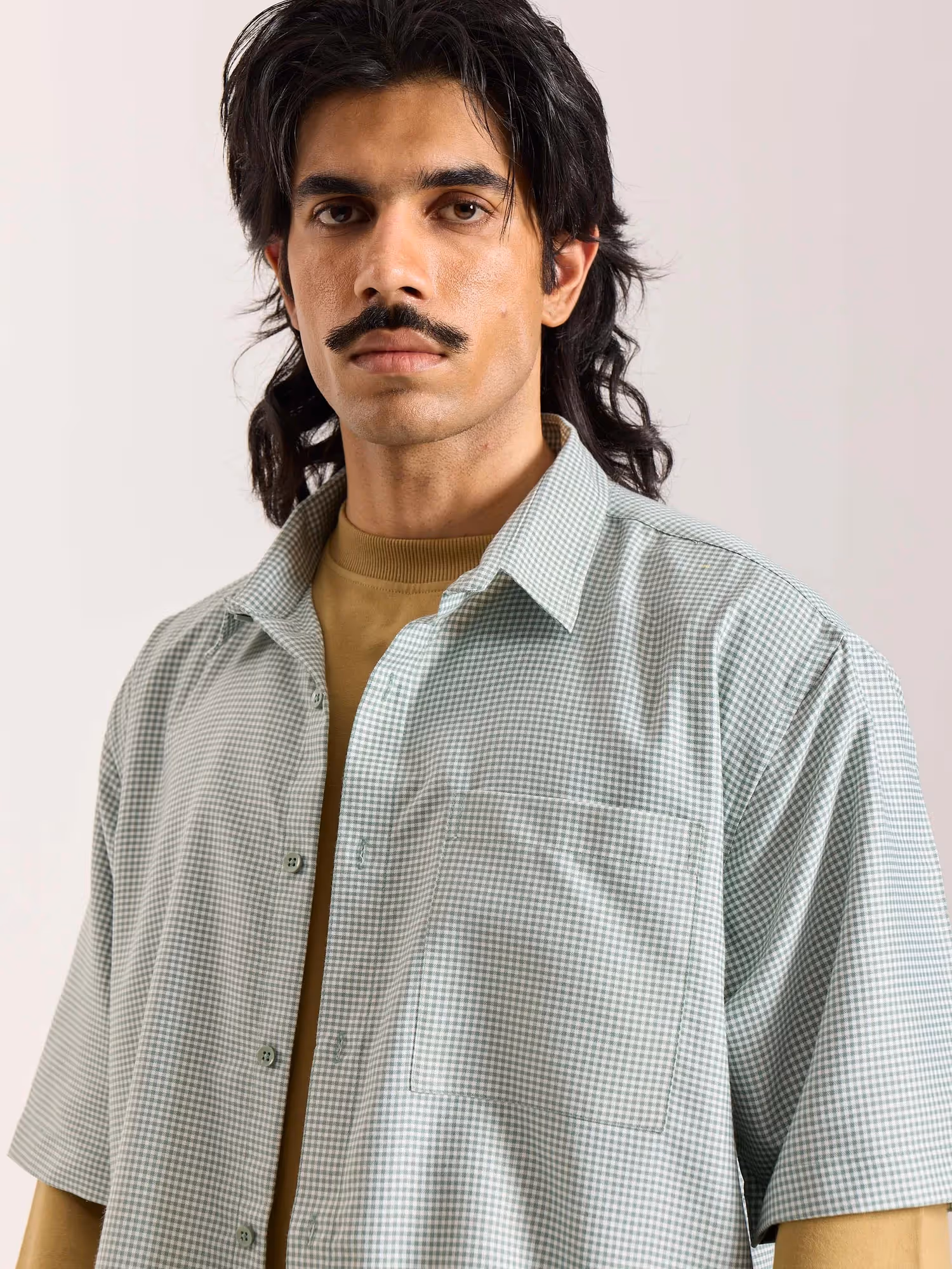 Green Checkered Cropped Shirt image 5