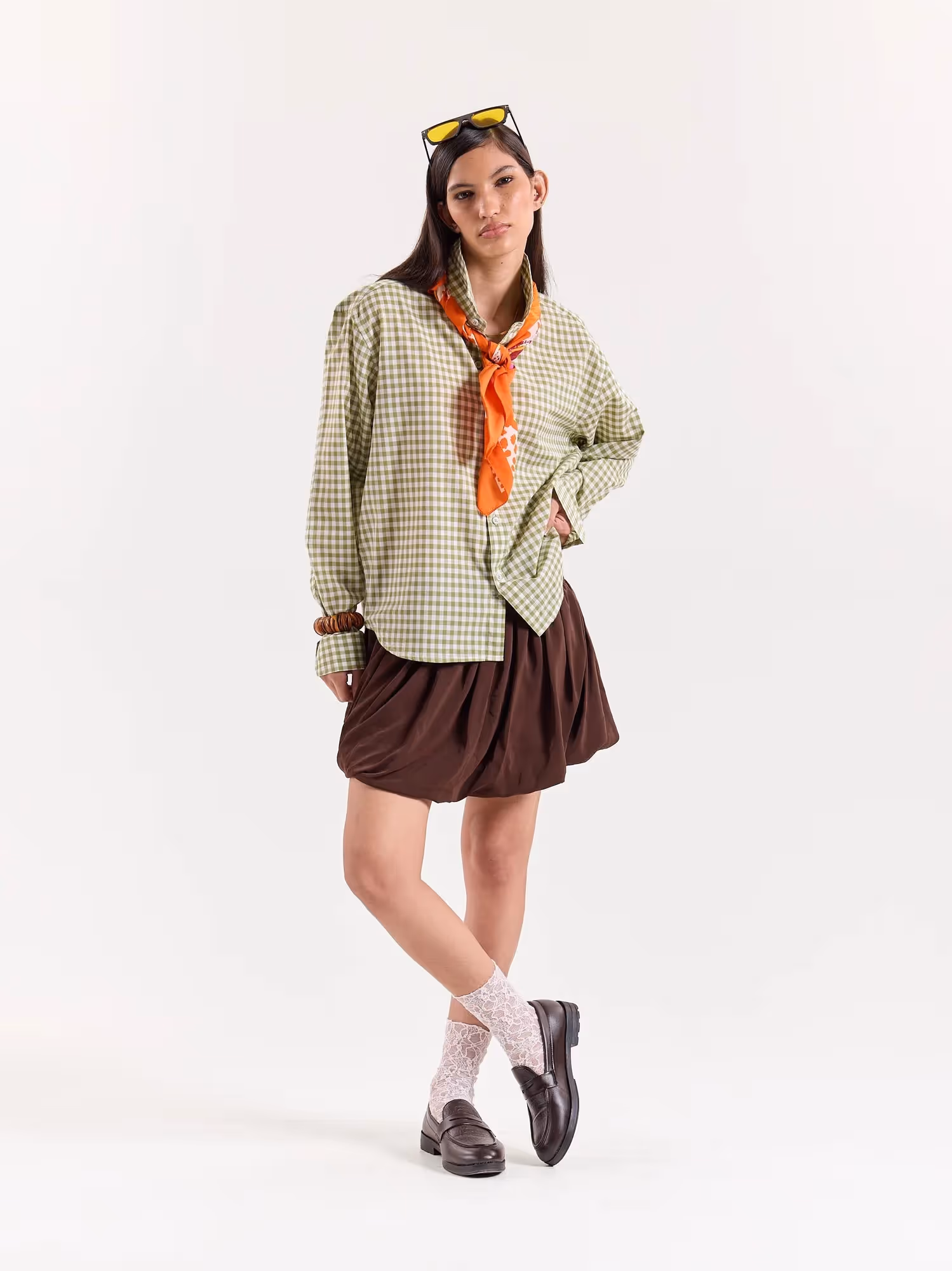 Green Gingham Cropped Shirt  image 2