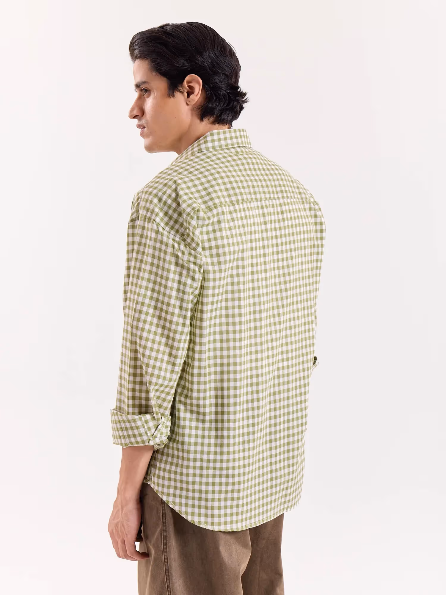 Green Gingham Cropped Shirt  image 7