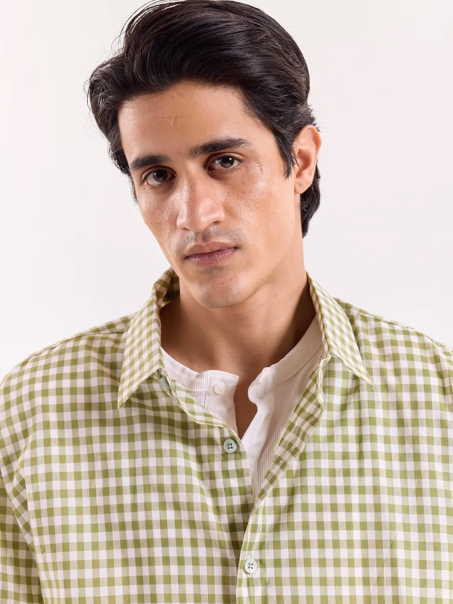 Green Gingham Cropped Shirt  image 8