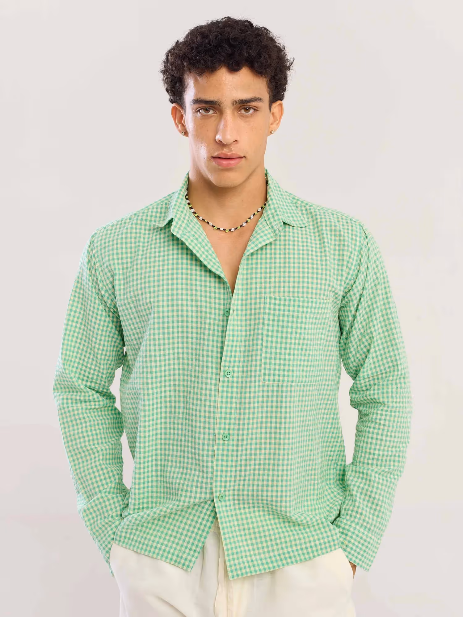 Green Gingham Seersucker Shirt image 1