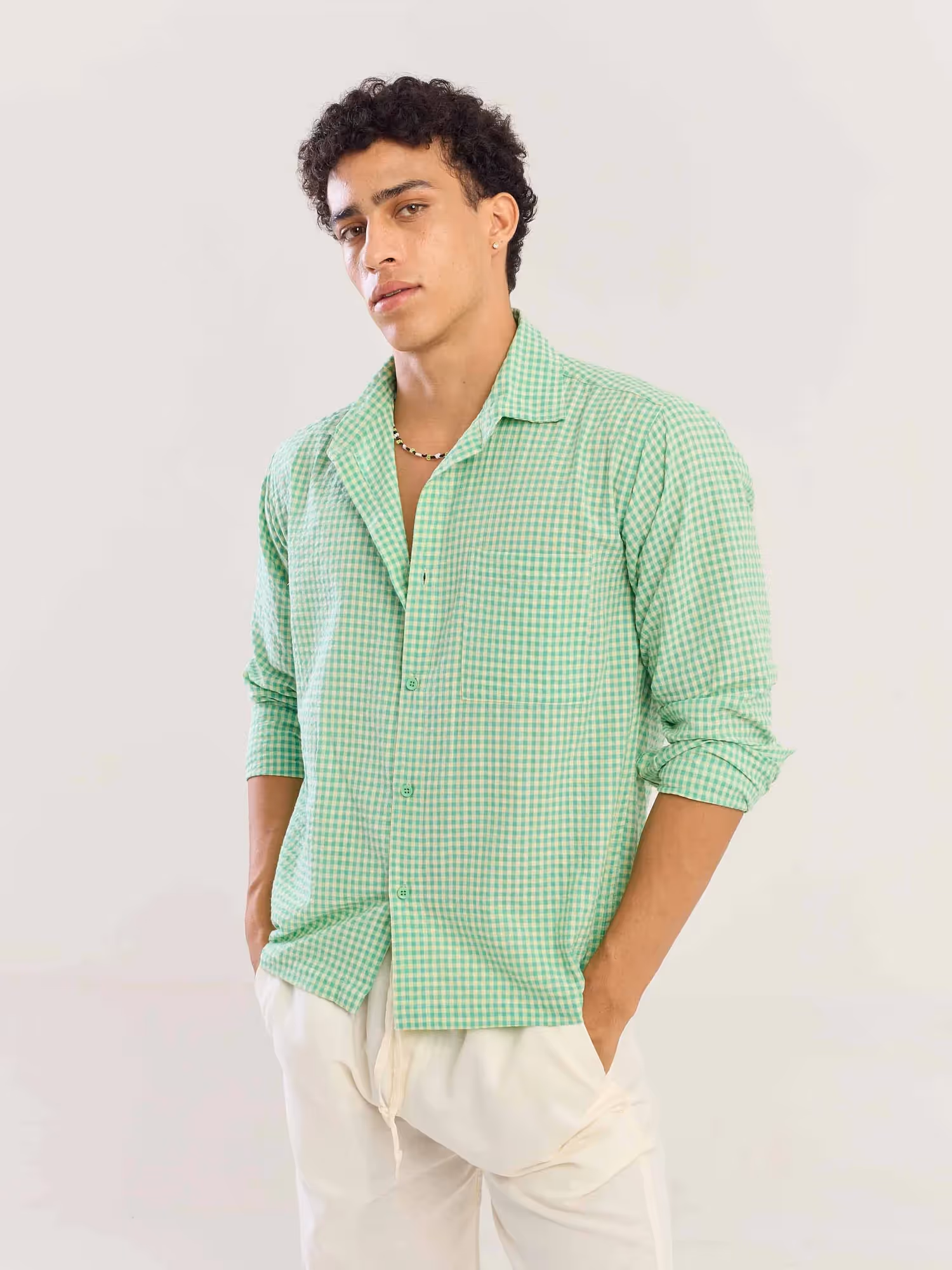 Green Gingham Seersucker Shirt image 6