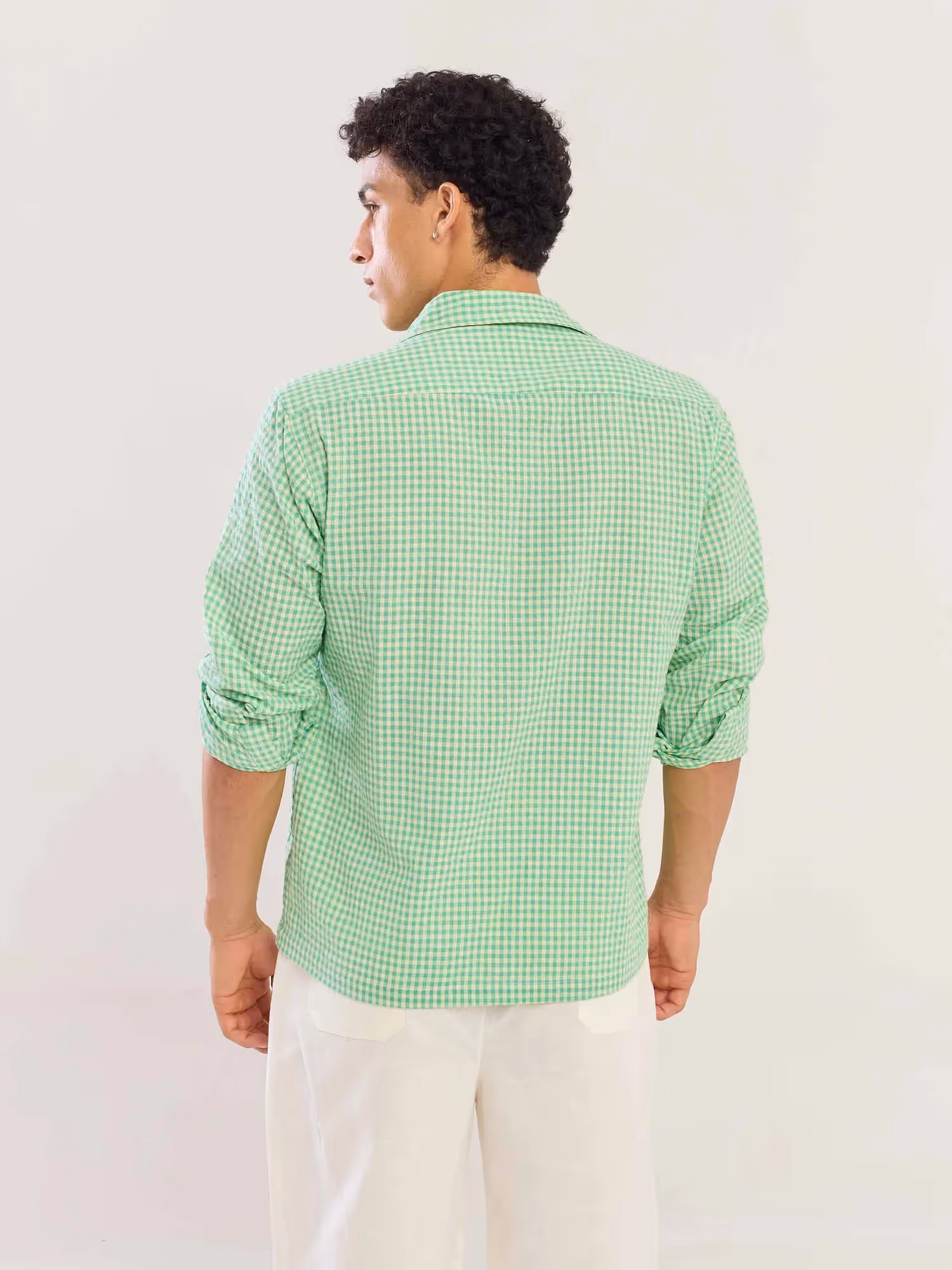 Green Gingham Seersucker Shirt image 8