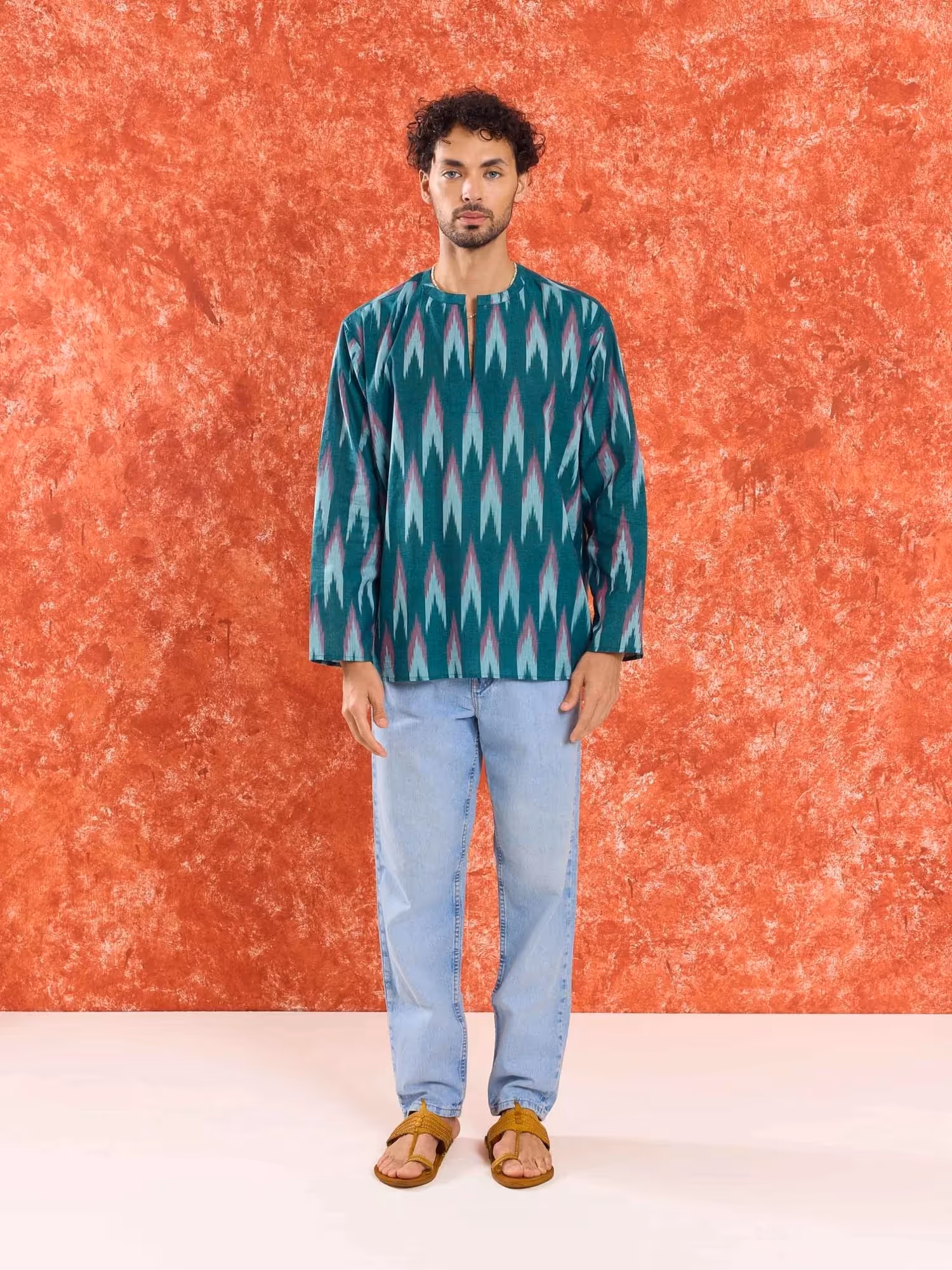 Green Ikat Short Kurta  image 3