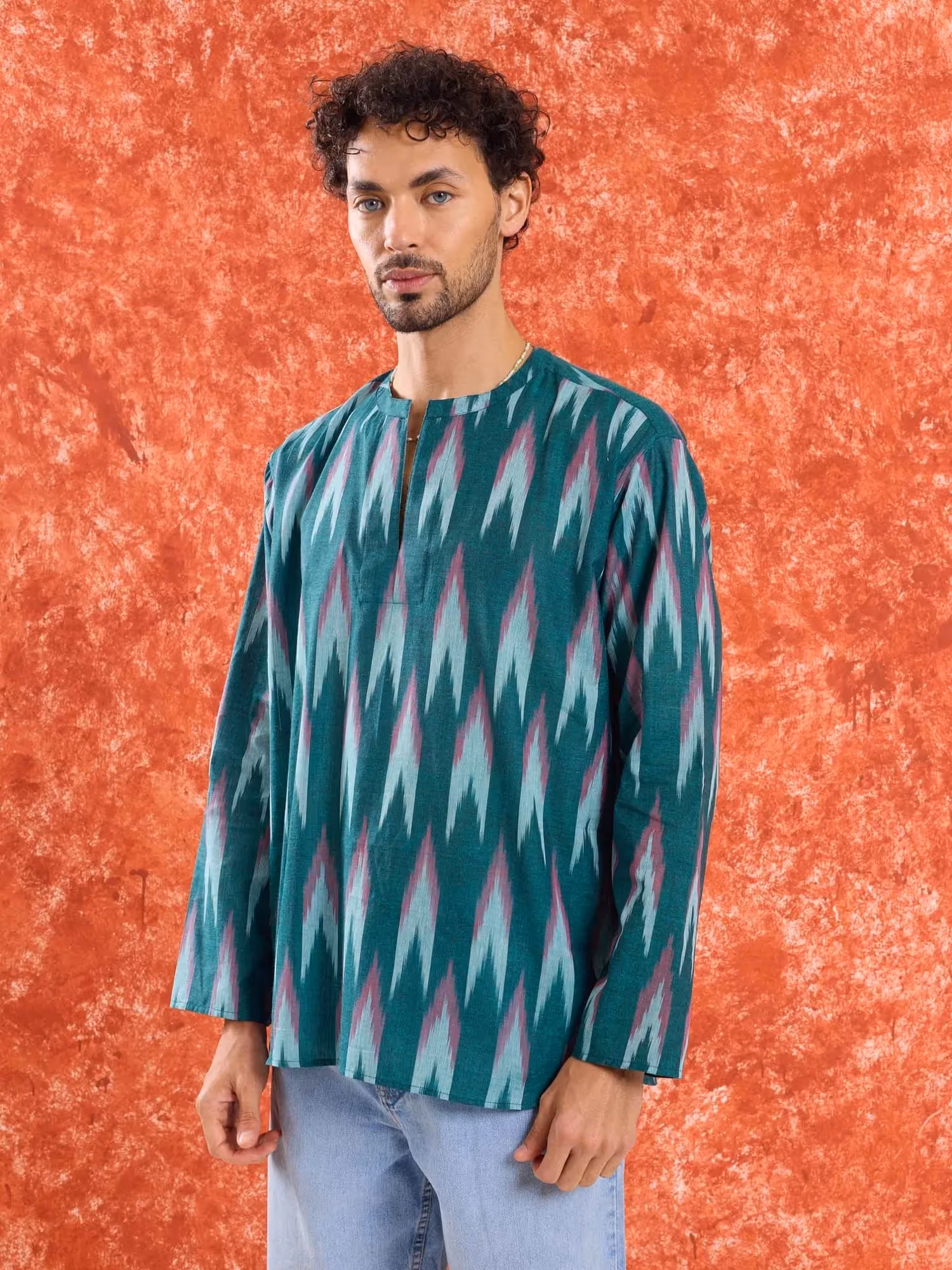 Green Ikat Short Kurta  image 5
