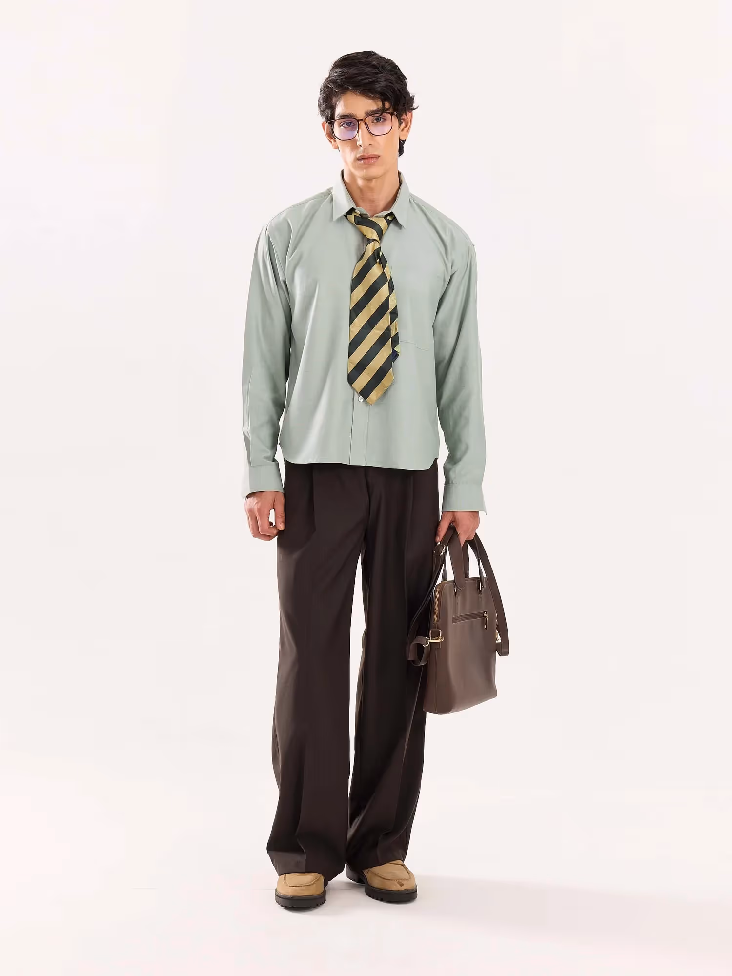 Green Oversized Cropped Shirt image 1