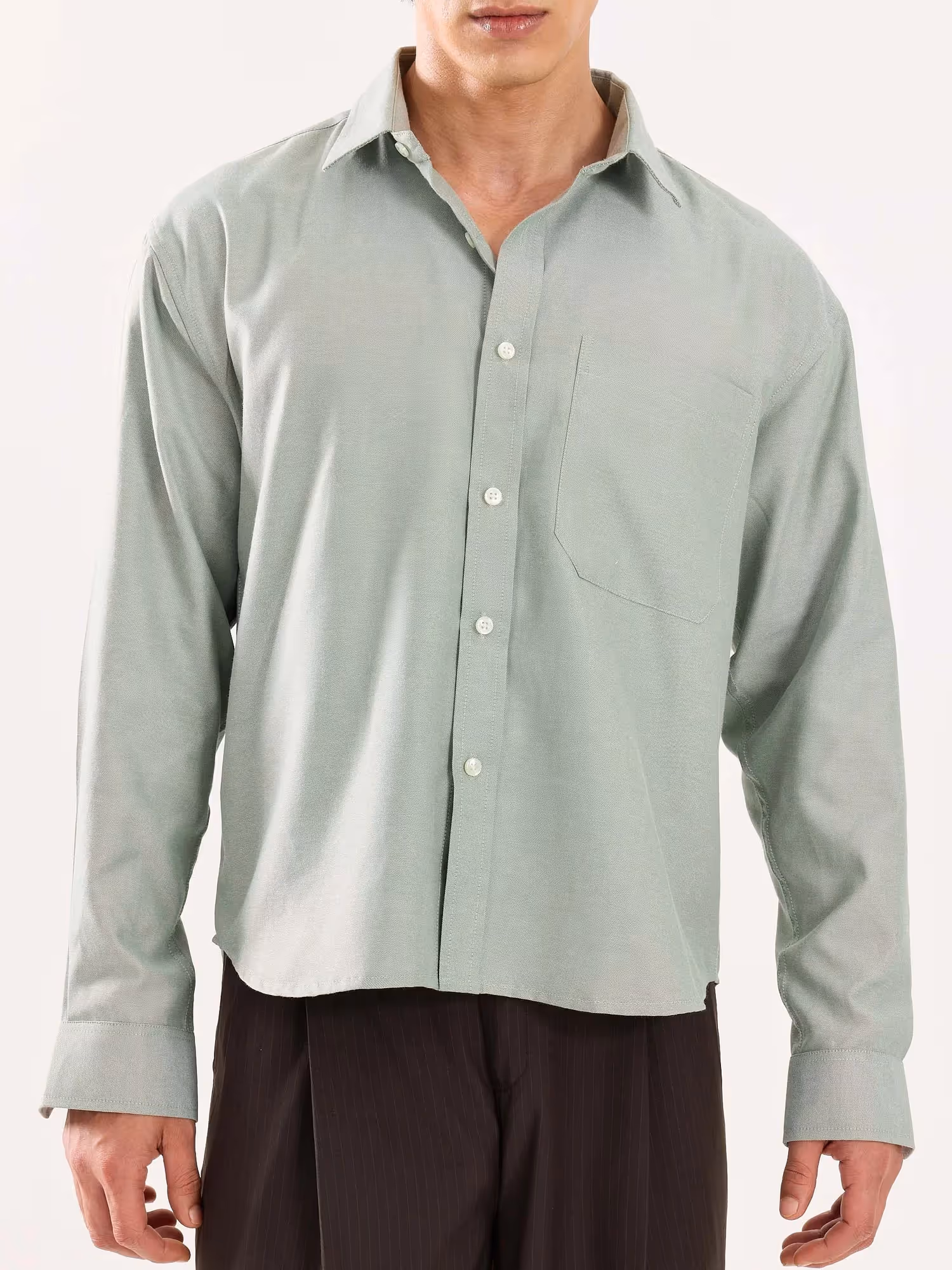 Green Oversized Cropped Shirt  image 5