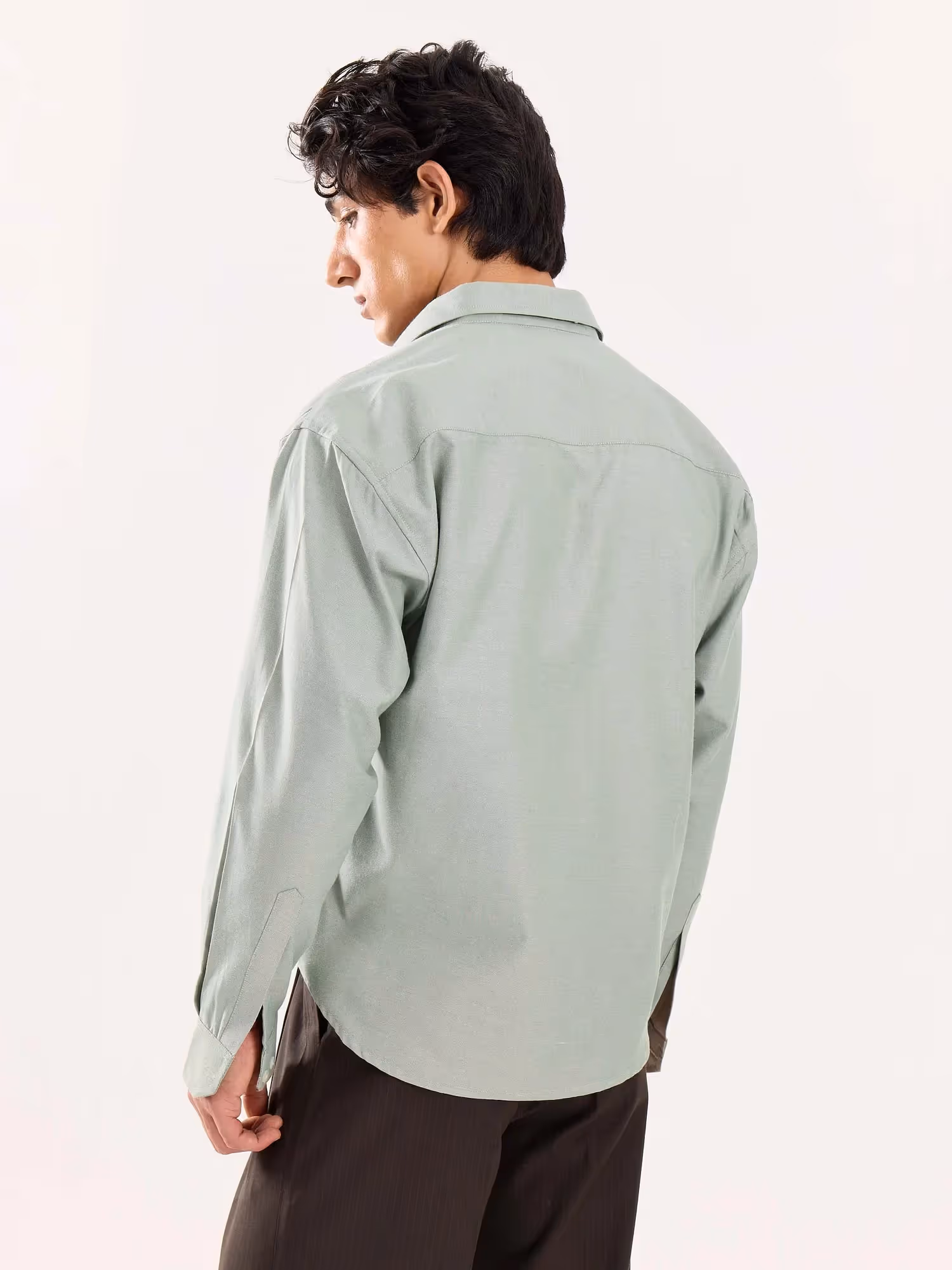 Green Oversized Cropped Shirt  image 8