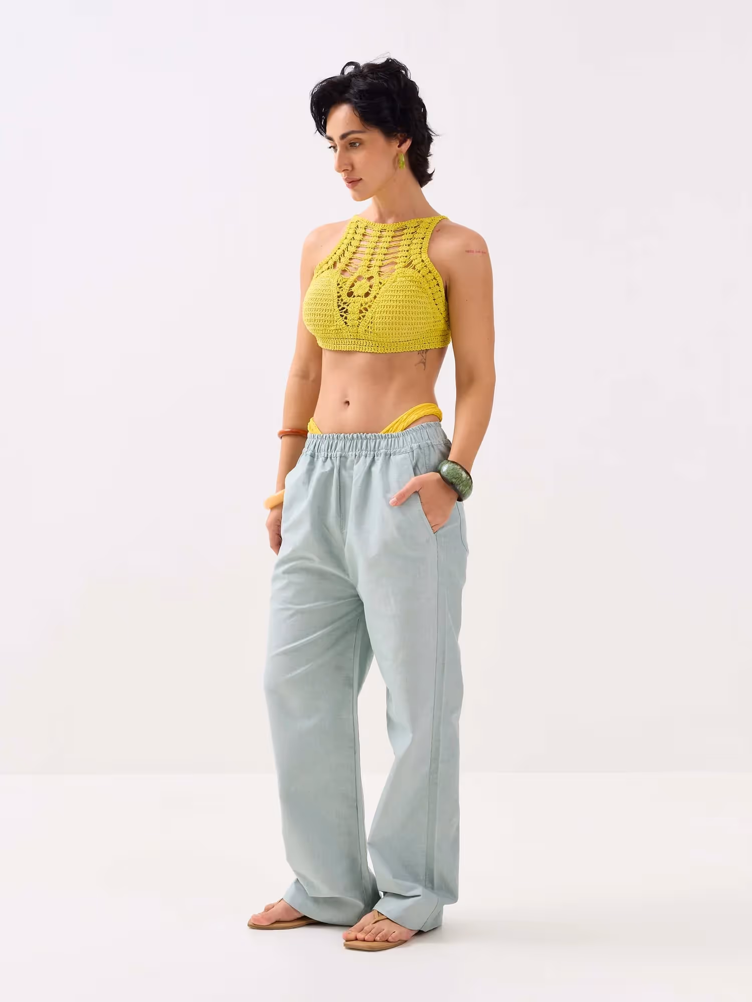 Green Oxford Pull-on Pants  image 6