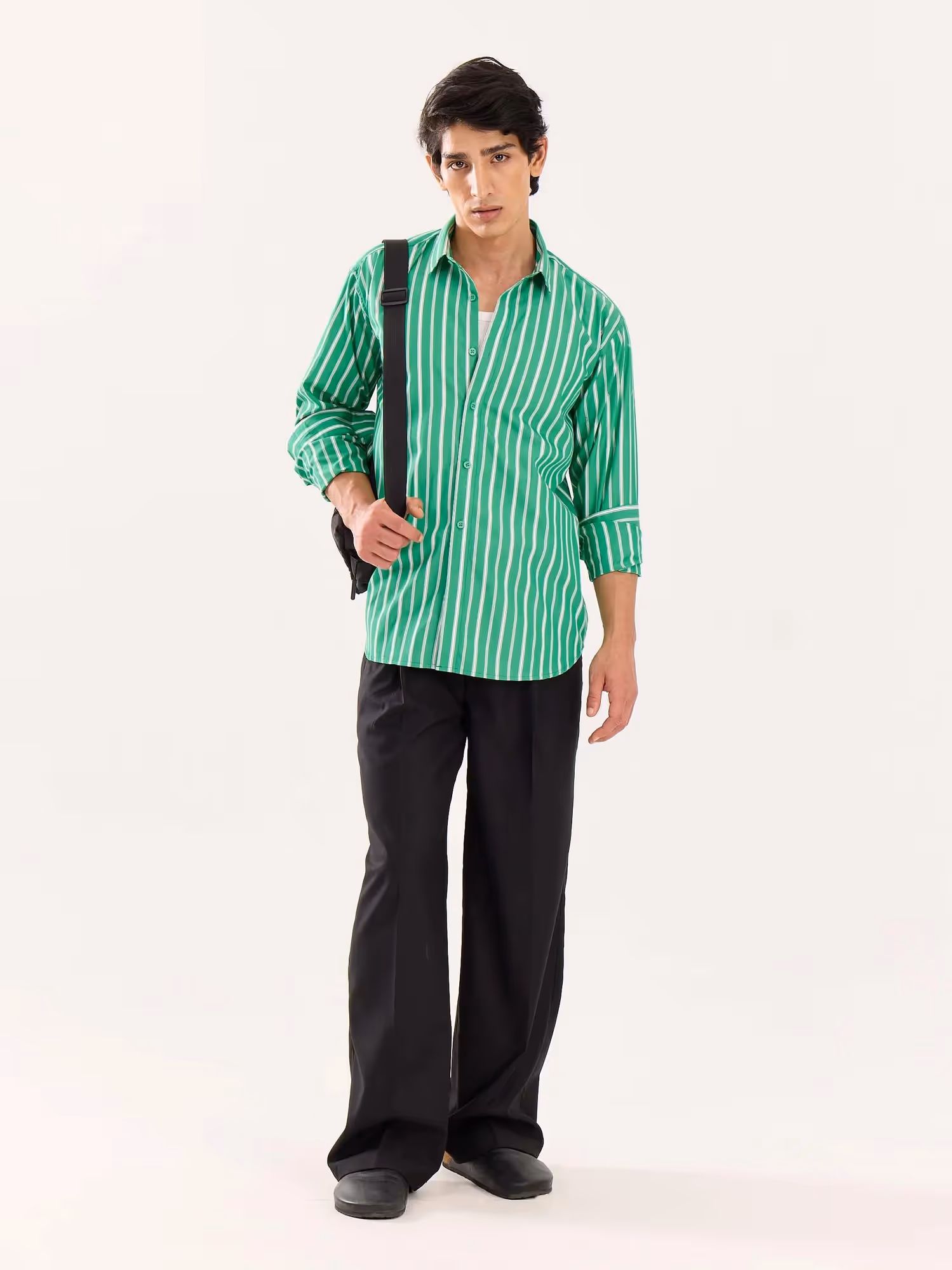 Green Striped Poplin Shirt image 1
