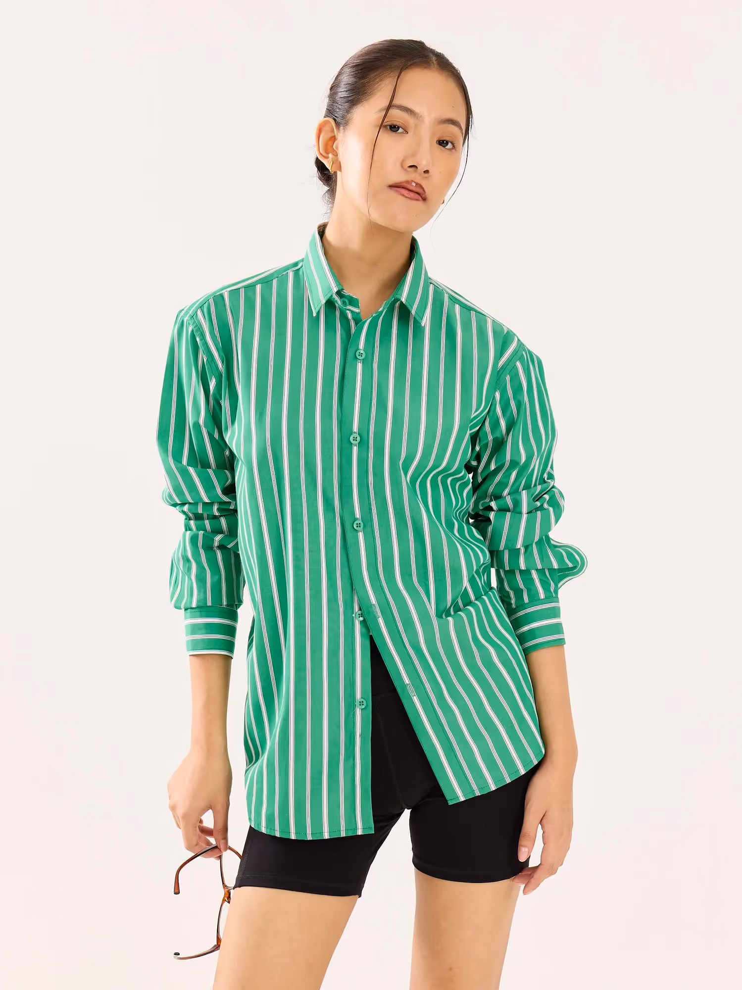 Green Striped Poplin Shirt image 4