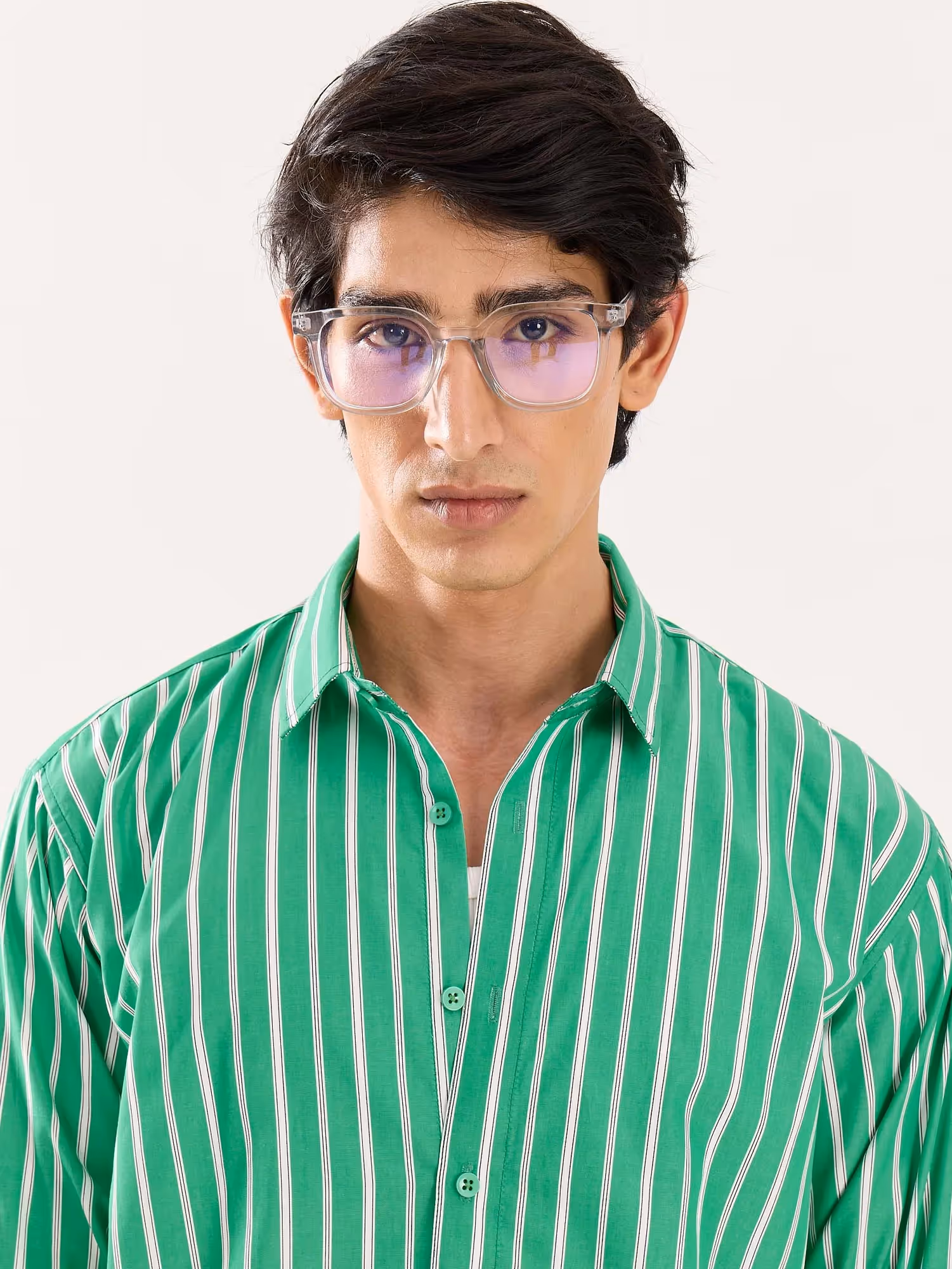 Green Striped Poplin Shirt image 5