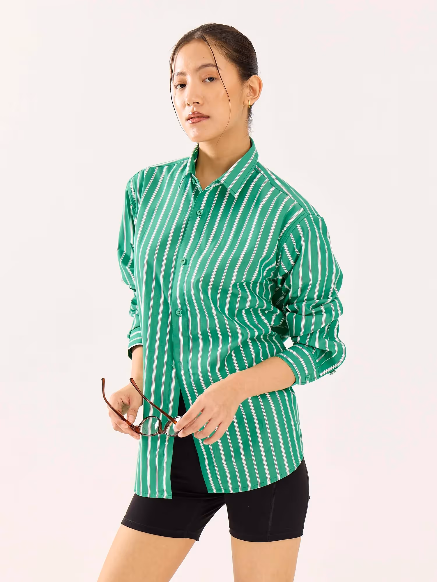 Green Striped Poplin Shirt image 7