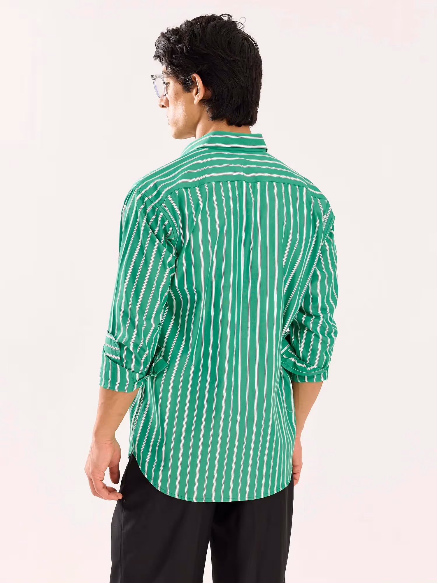 Green Striped Poplin Shirt image 8