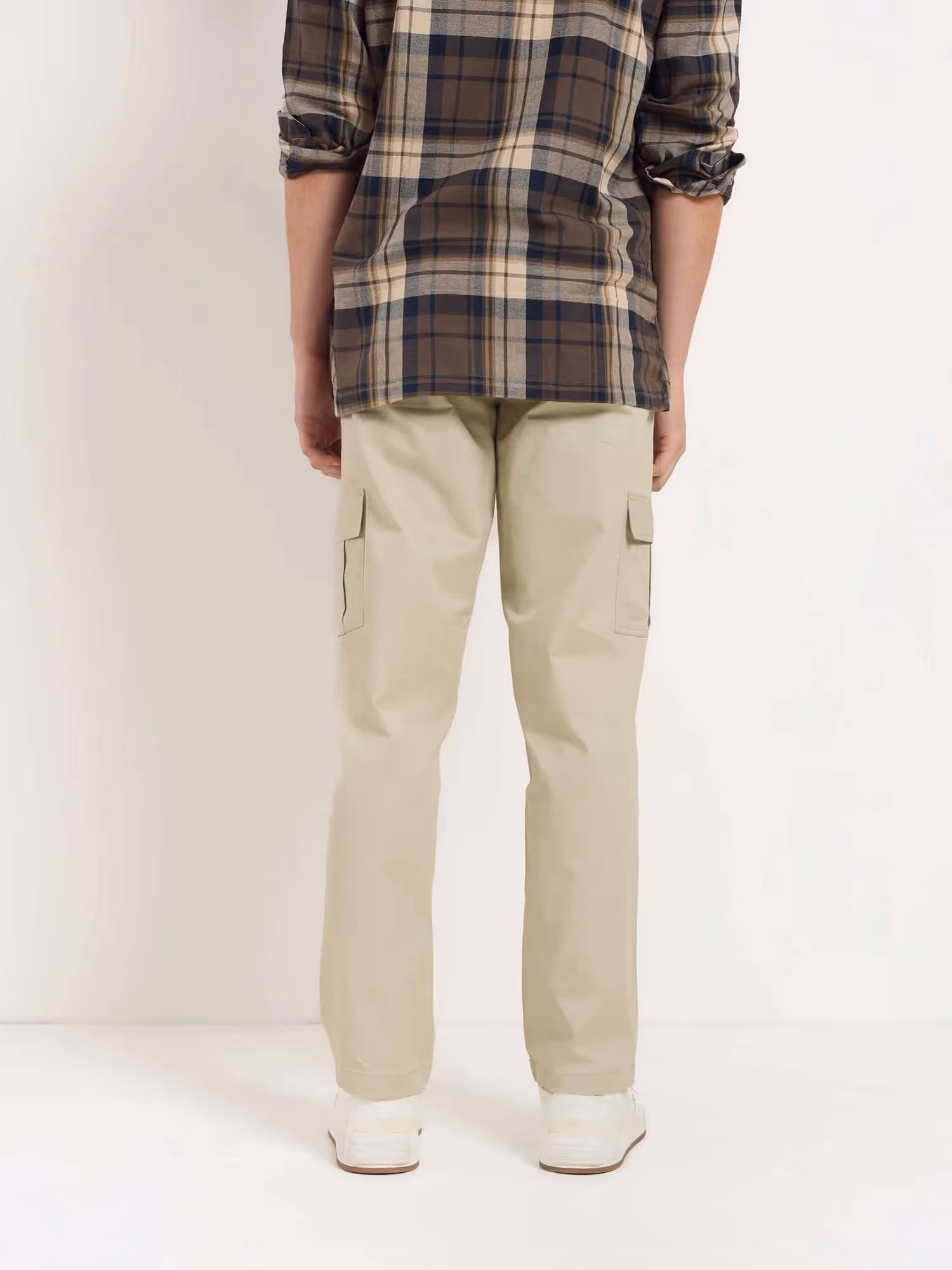 Greige Loose Fit Twill Cargo Trousers image 6