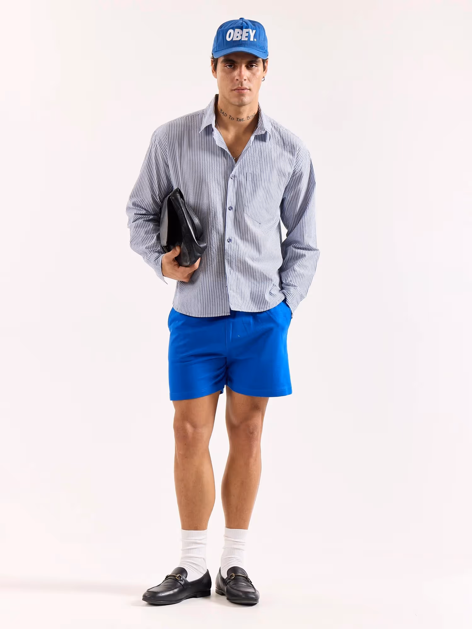Grey & White Striped Seersucker Oversized Shirt image 1