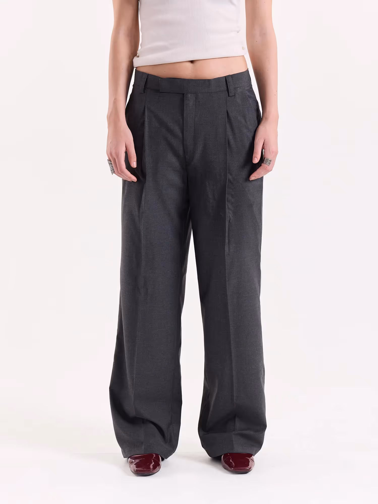 Grey Baggy Fit Trousers image 4