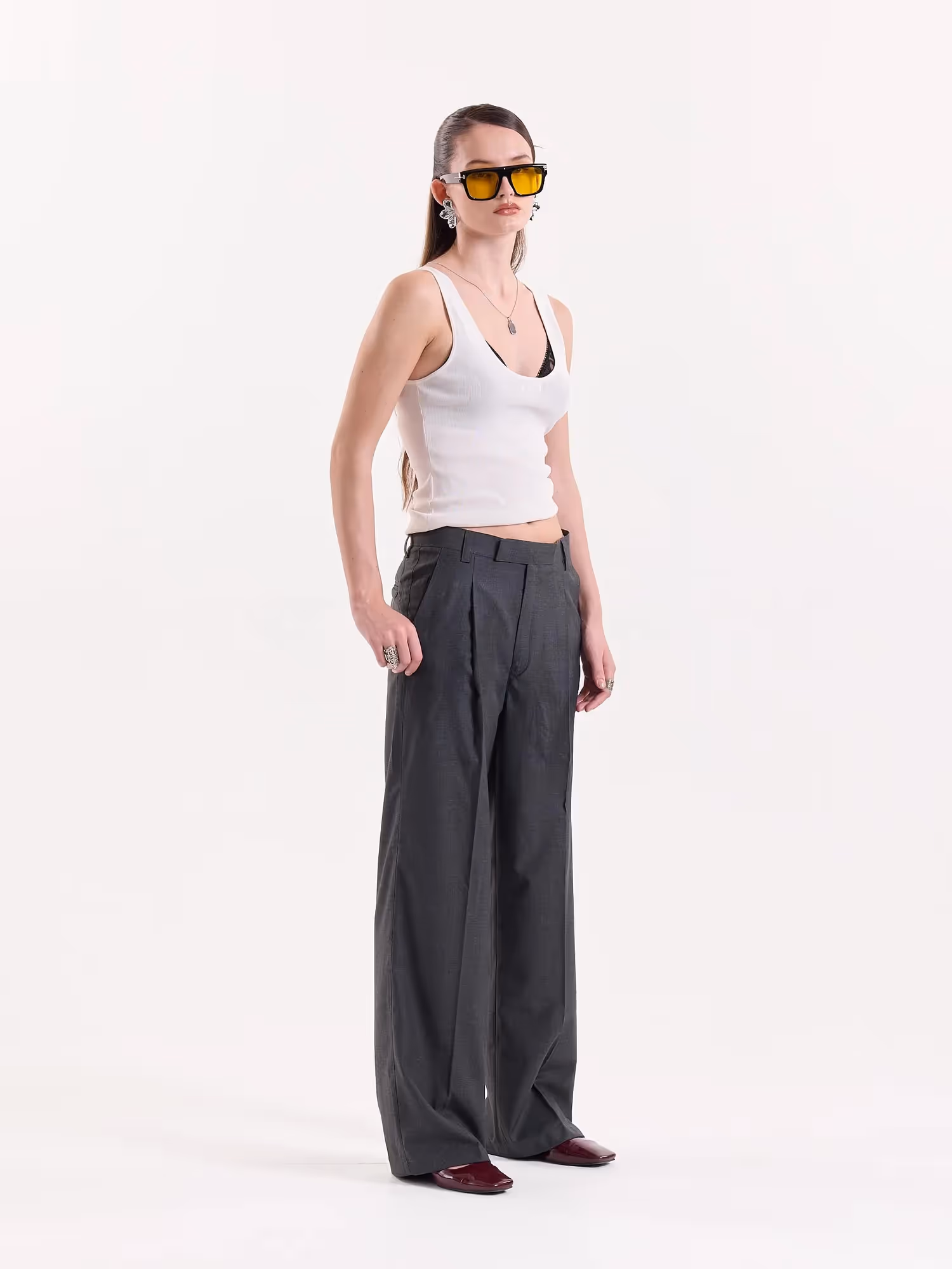 Grey Baggy Fit Trousers image 6