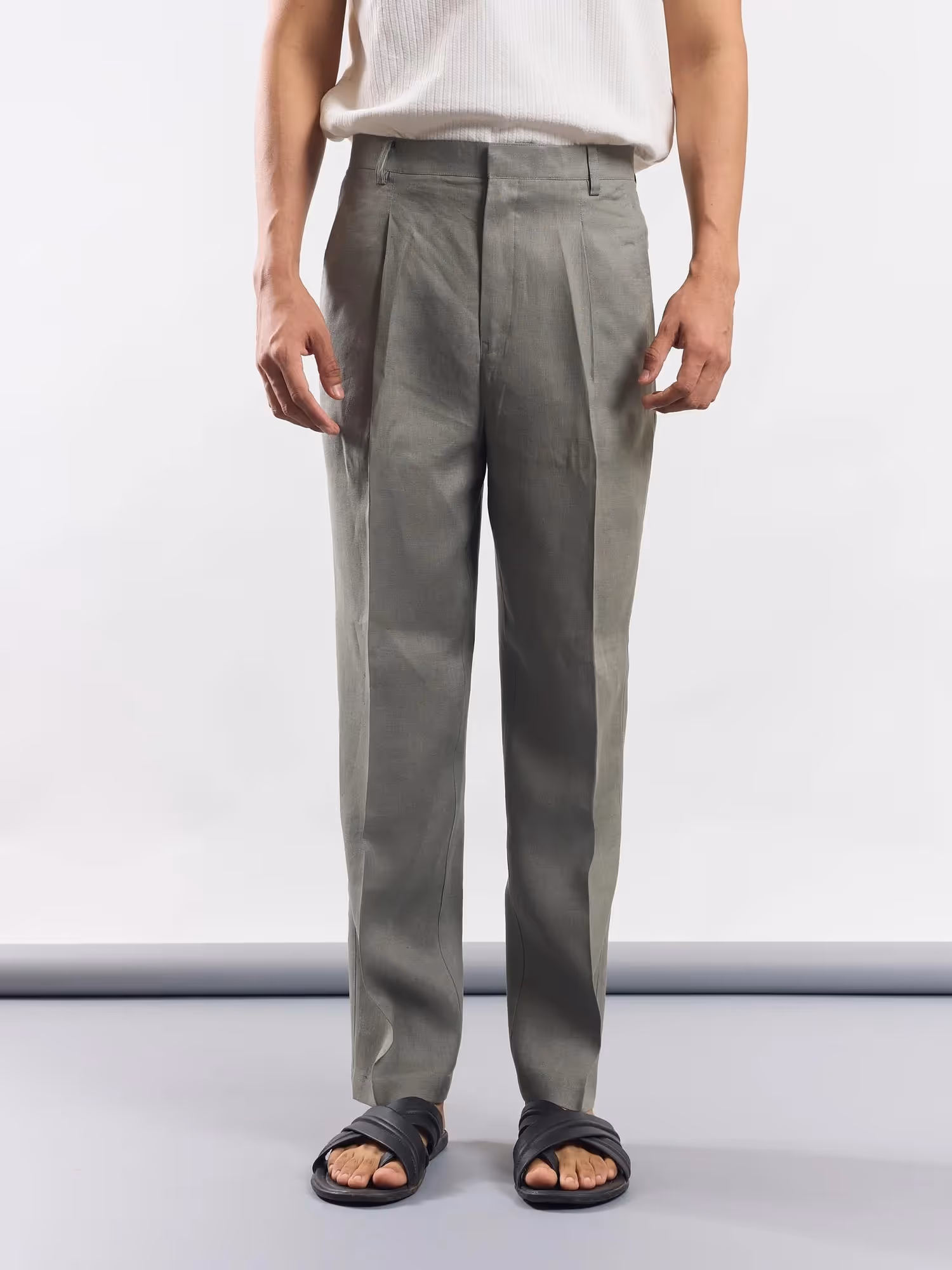 Grey Linen Trousers image 2