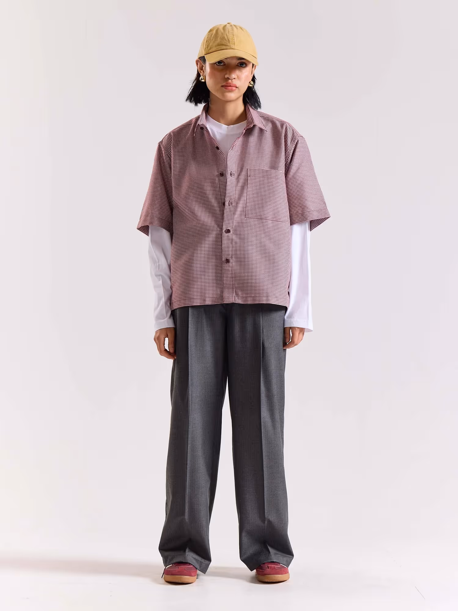 Grey Pinstriped Baggy Fit Trousers image 3