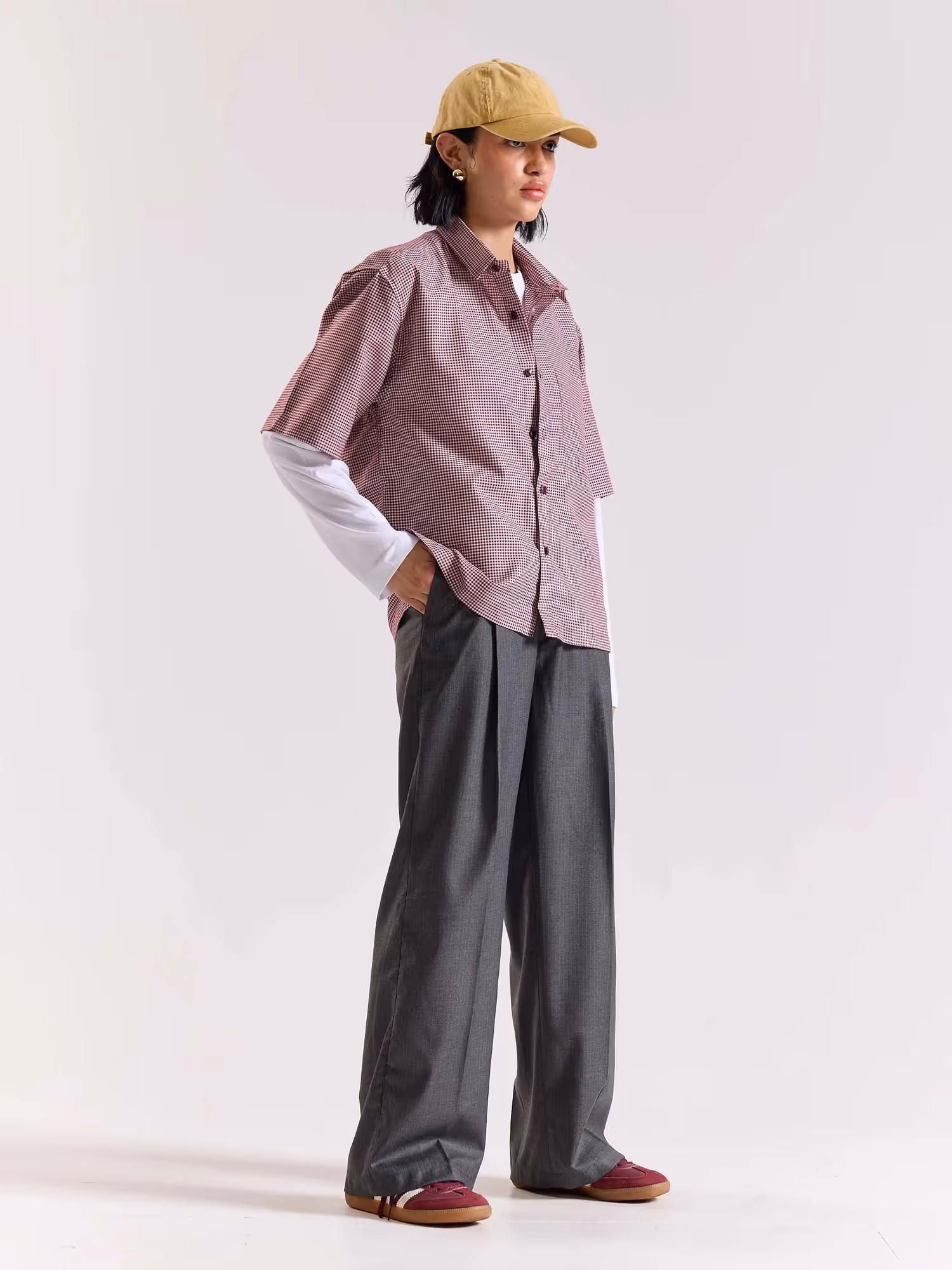 Grey Pinstriped Baggy Fit Trousers image 4